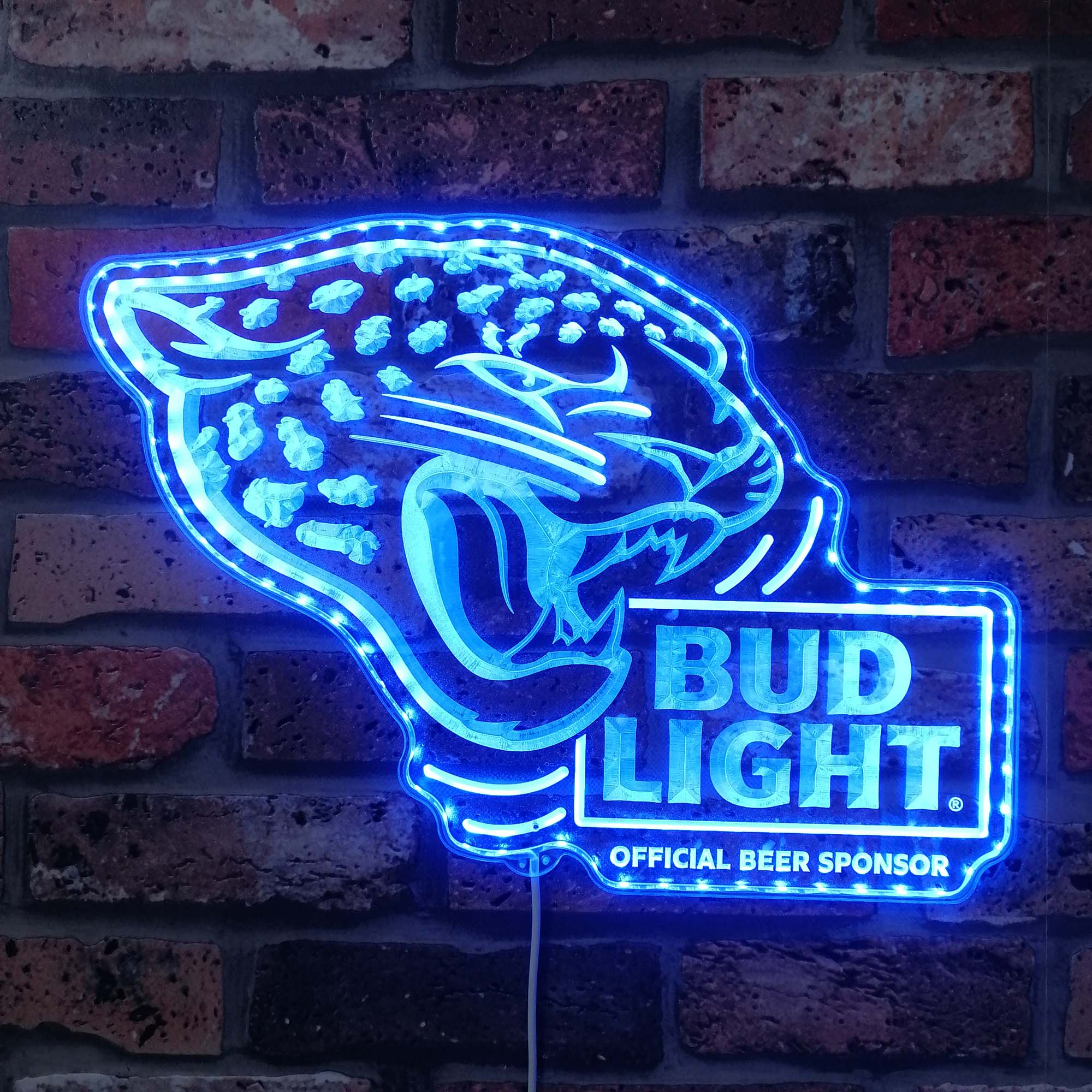 Bud Light & Jacksonville Jaguars Neon LED Sign with Dynamic RGB Colors - Image 4