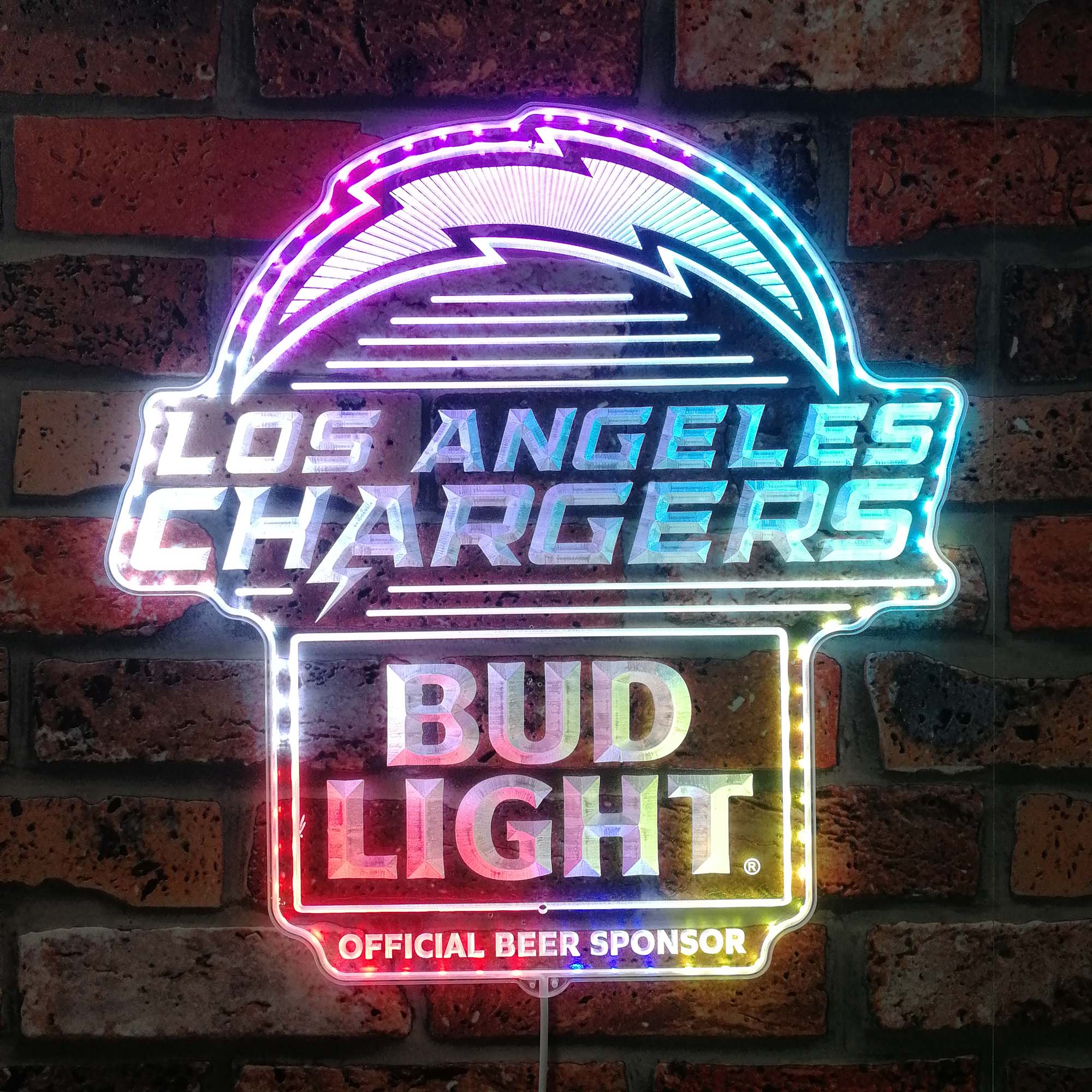 Bud Light & Los Angeles Chargers Neon LED Sign with Dynamic RGB Colors