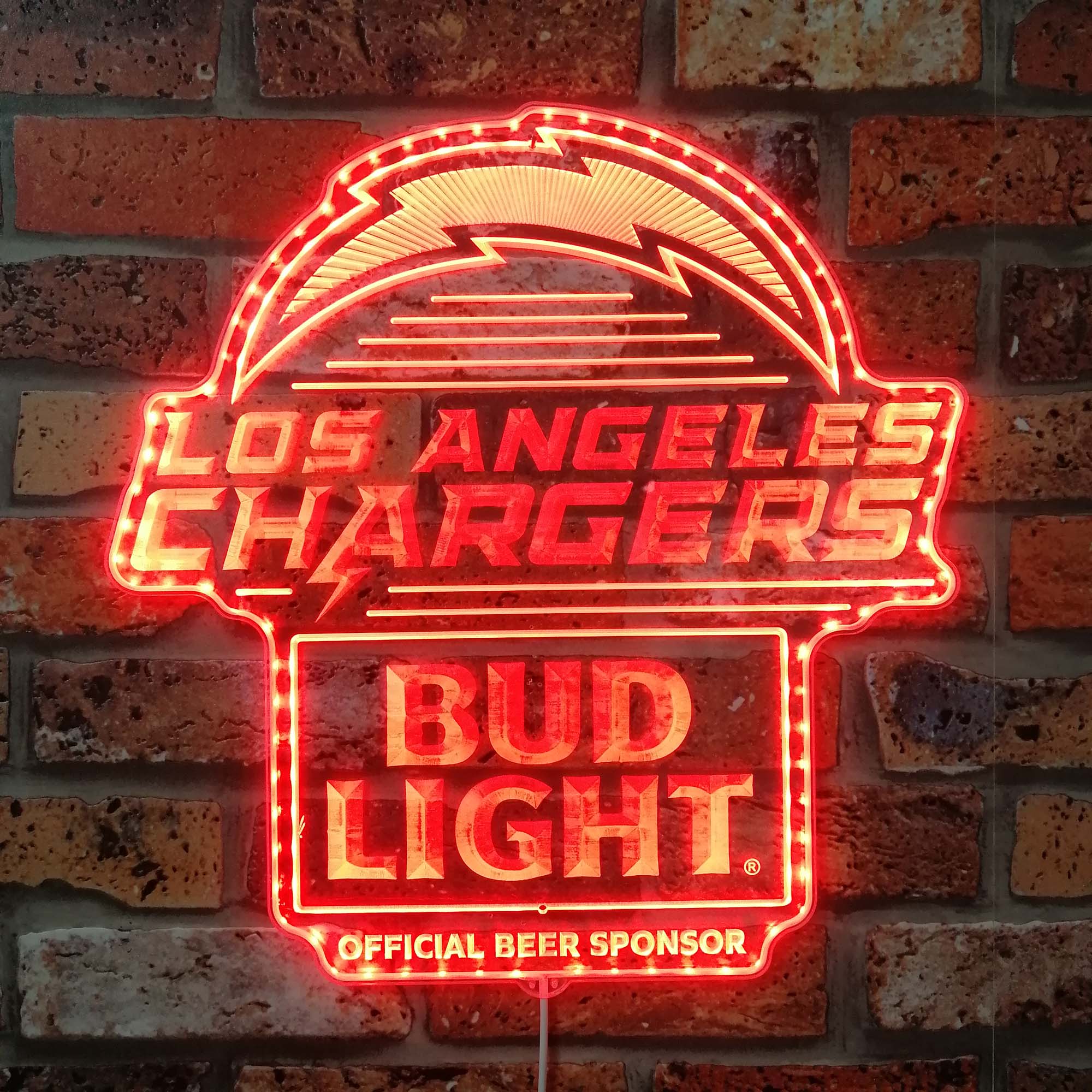 Bud Light & Los Angeles Chargers Neon LED Sign with Dynamic RGB Colors - Image 3