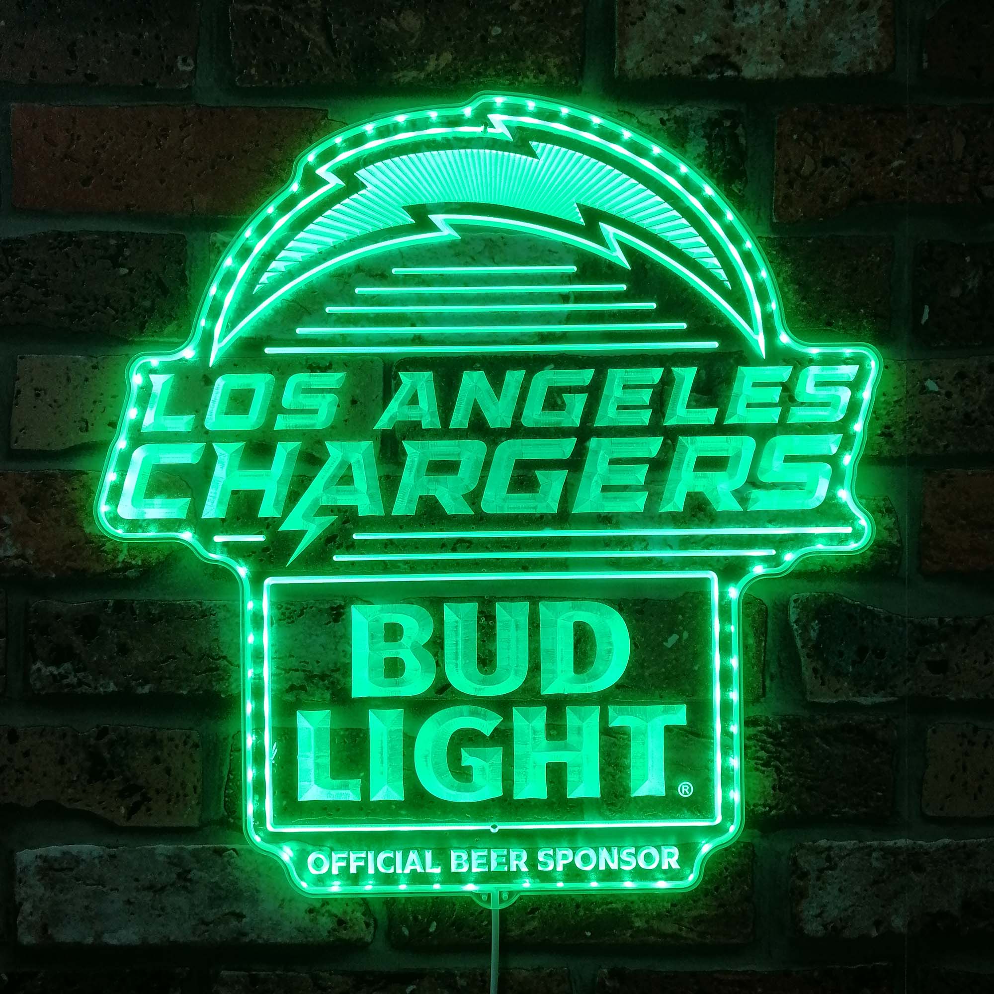 Bud Light & Los Angeles Chargers Neon LED Sign with Dynamic RGB Colors - Image 6