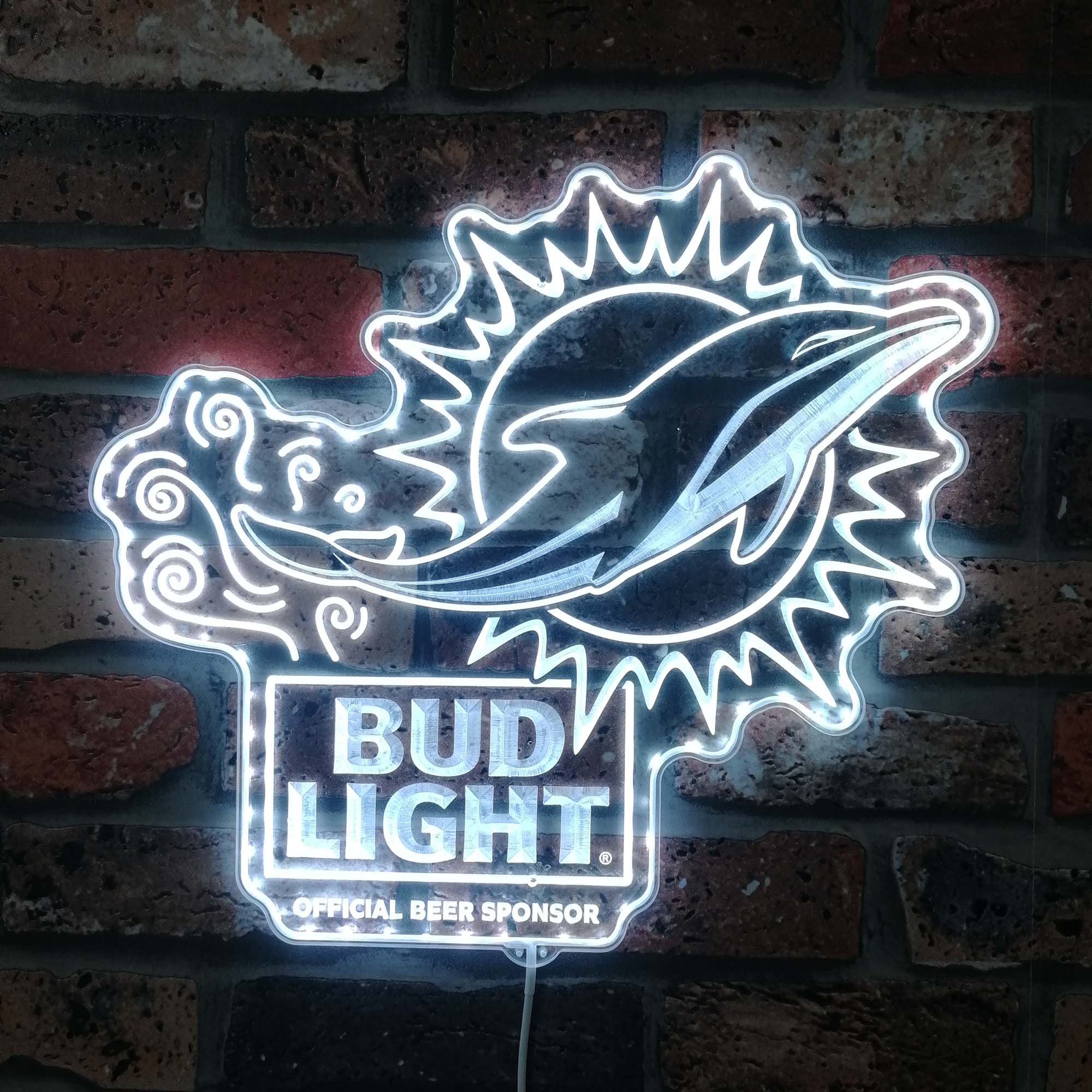 Bud Light & Miami Dolphins Neon LED Sign with Dynamic RGB Colors - Image 5