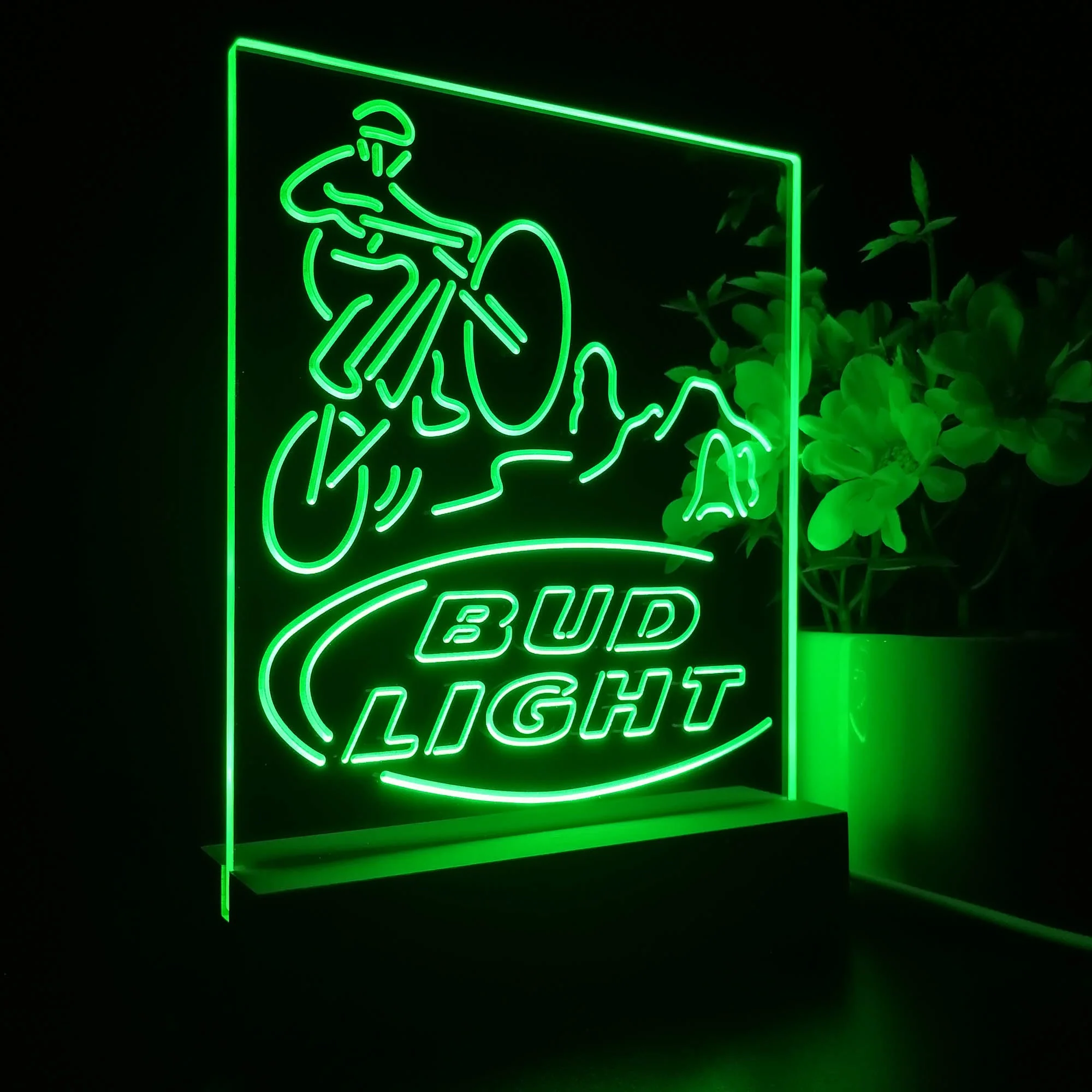 Bud Light Mountain Bike Night Light Neon Pub Bar Lamp - Image 5
