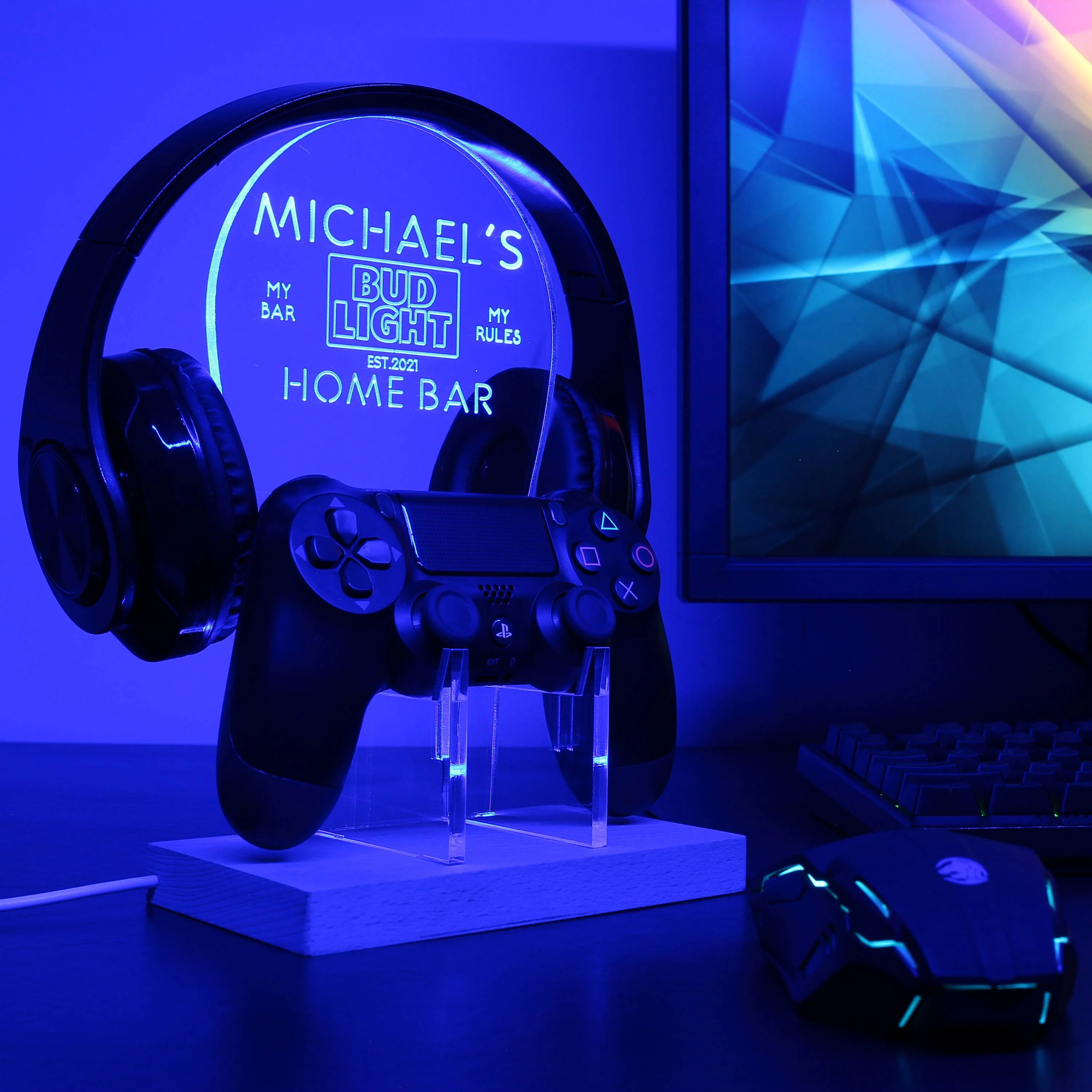 Bud Light Bar Personalized RGB LED Gaming Headset Controller Stand - Image 3