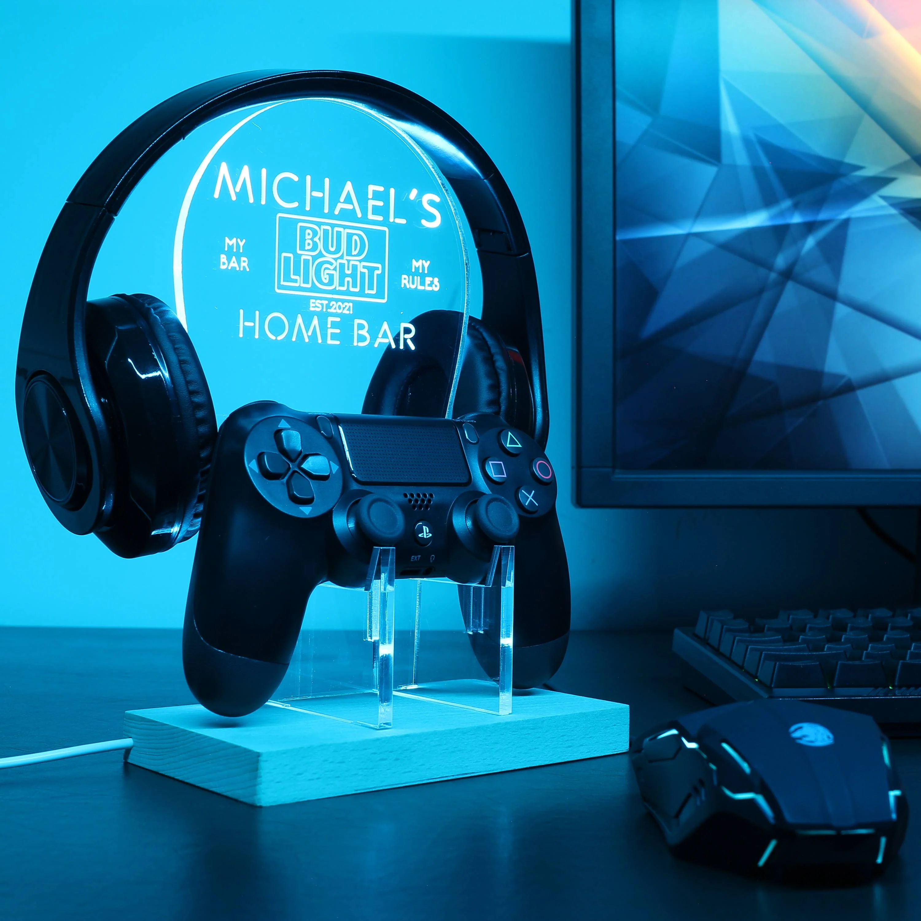 Bud Light Bar Personalized RGB LED Gaming Headset Controller Stand - Image 4