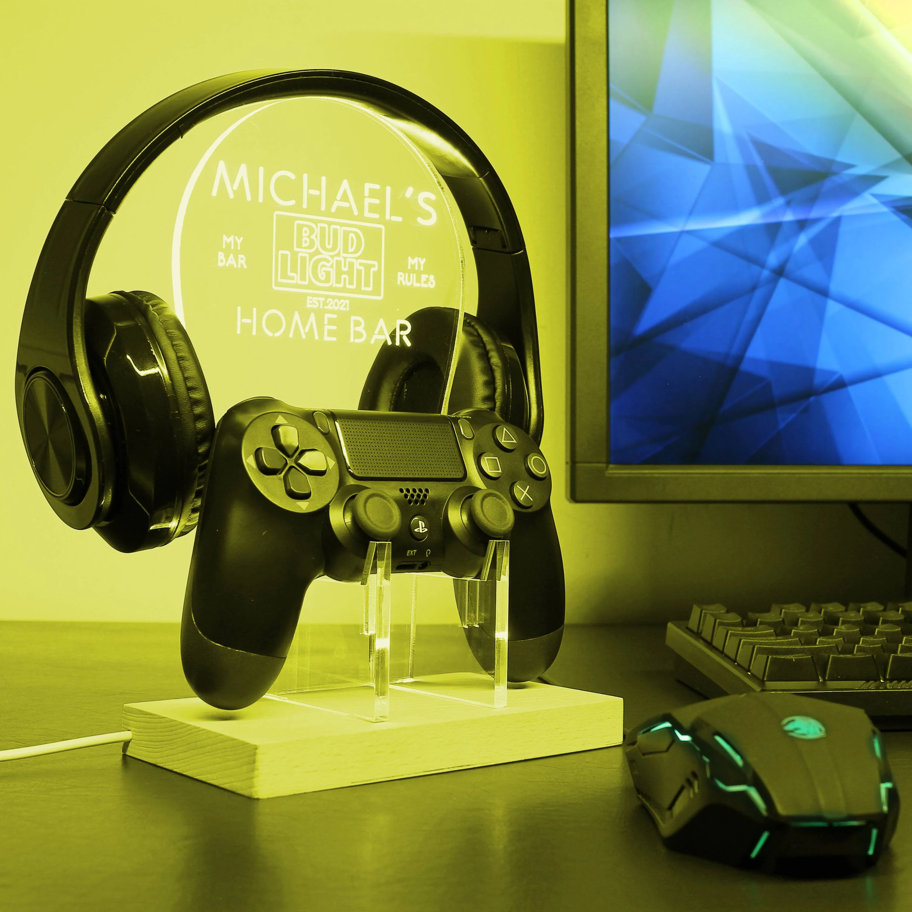 Bud Light Bar Personalized RGB LED Gaming Headset Controller Stand - Image 6
