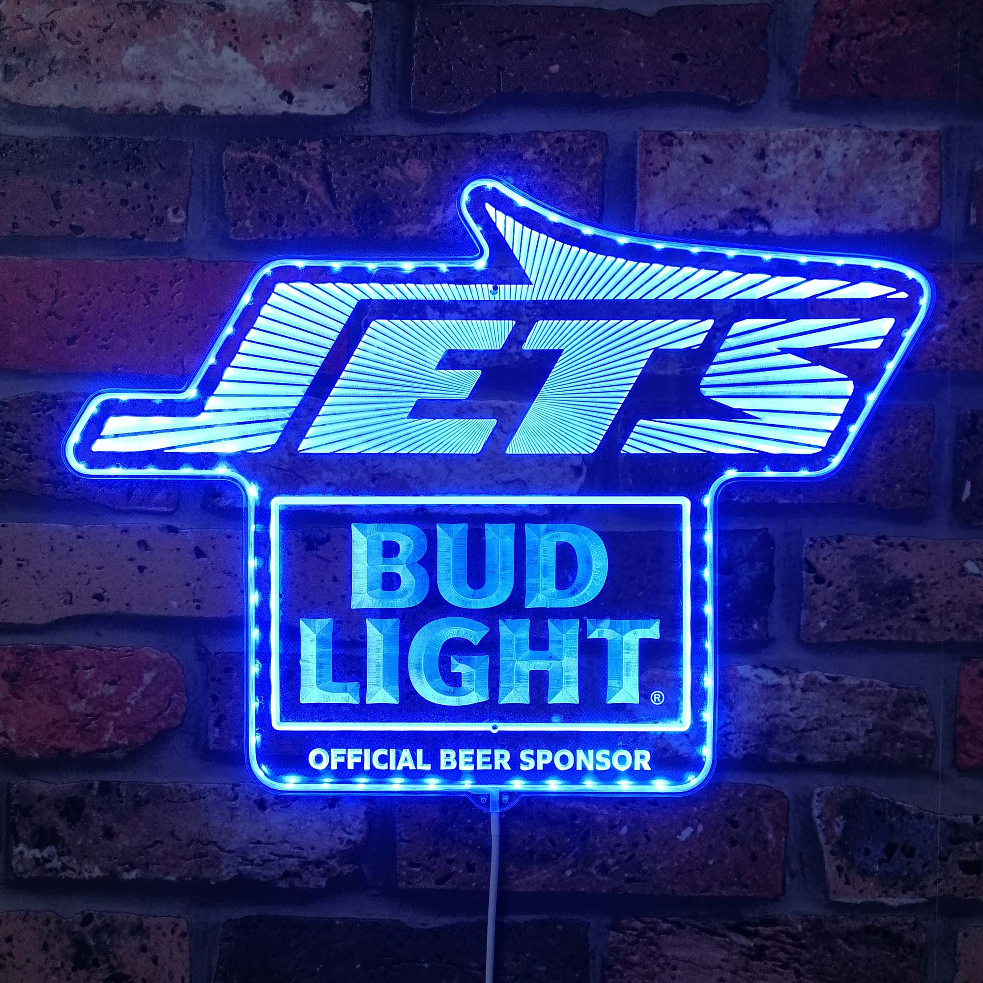 Bud Light New York Jets Neon LED Sign with Dynamic RGB Colors - Image 4