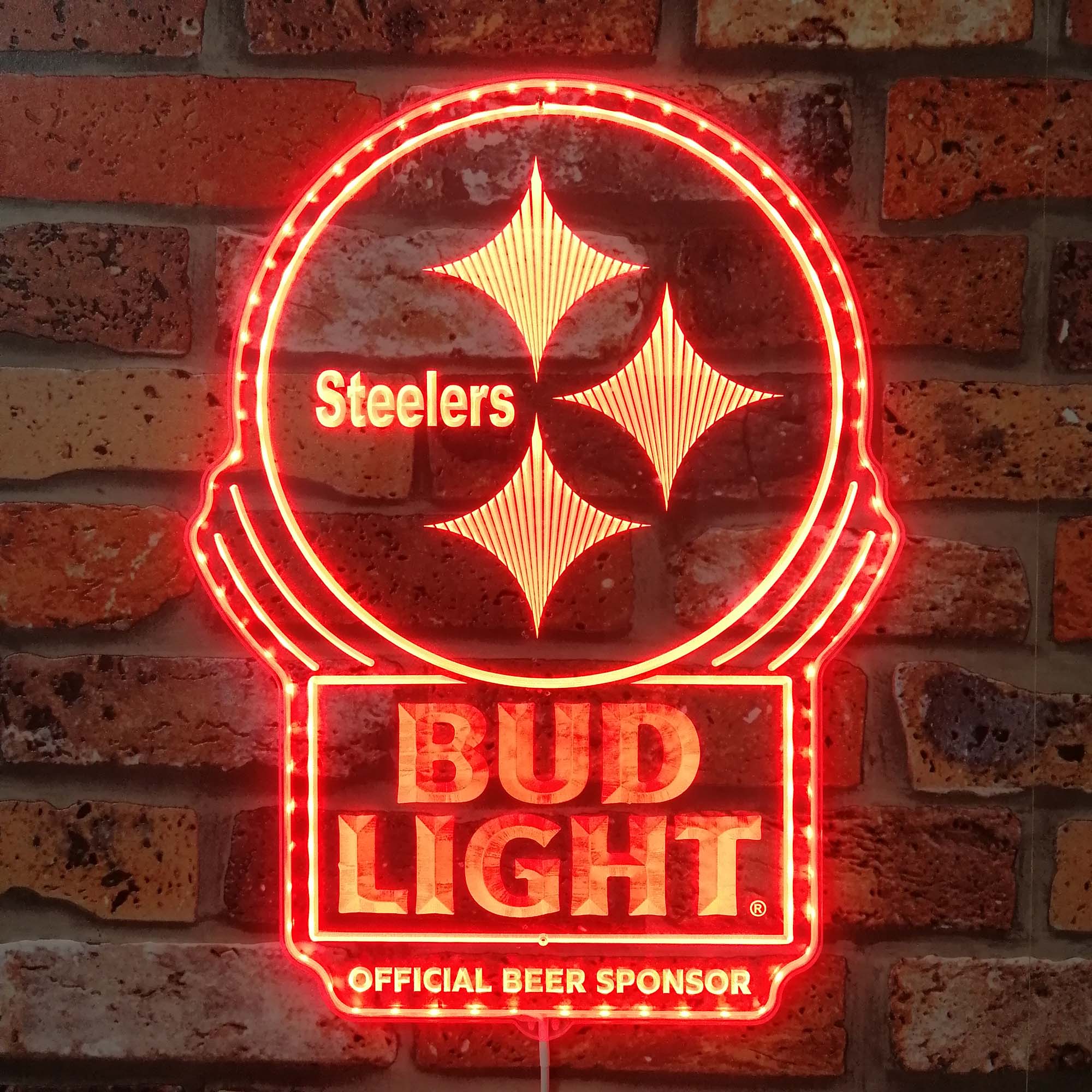Bud Light & Pittsburgh Steelers Neon LED Sign with Dynamic RGB Colors - Image 3