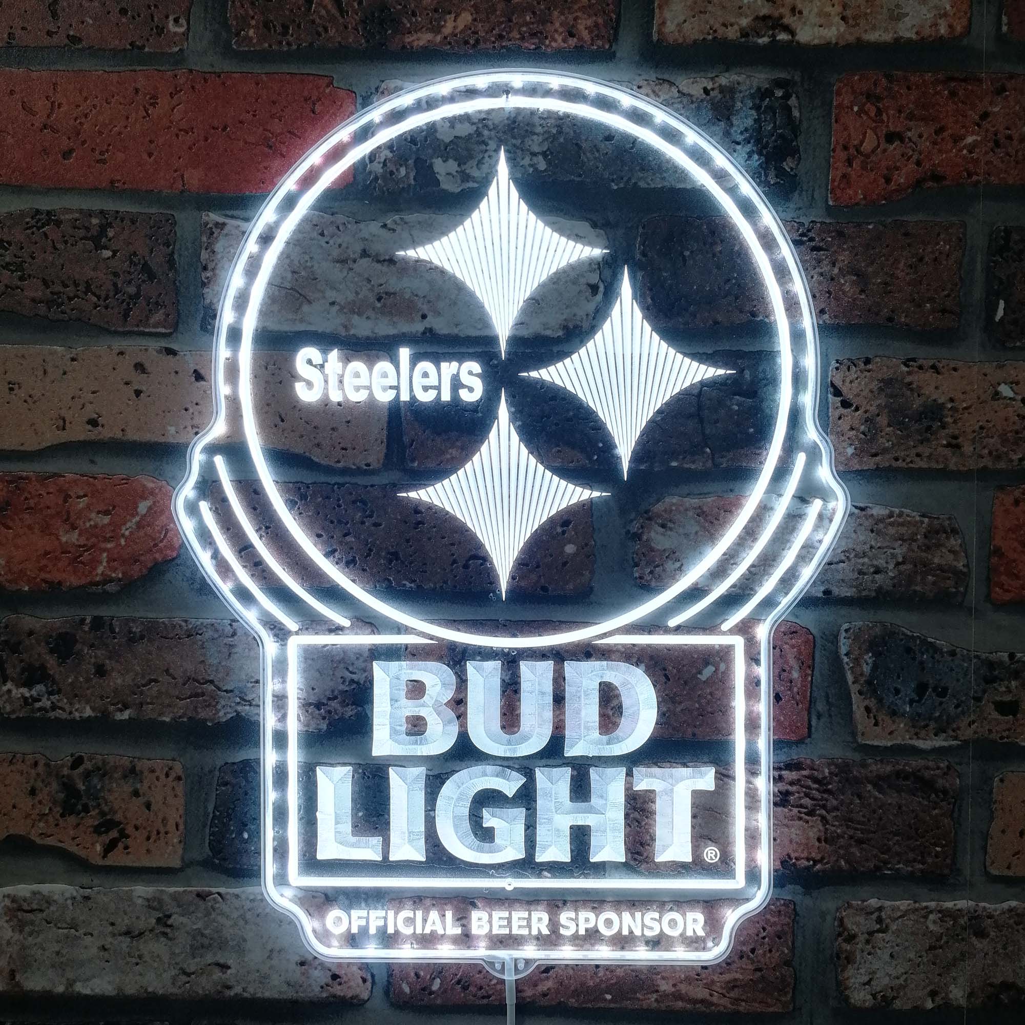 Bud Light & Pittsburgh Steelers Neon LED Sign with Dynamic RGB Colors - Image 5