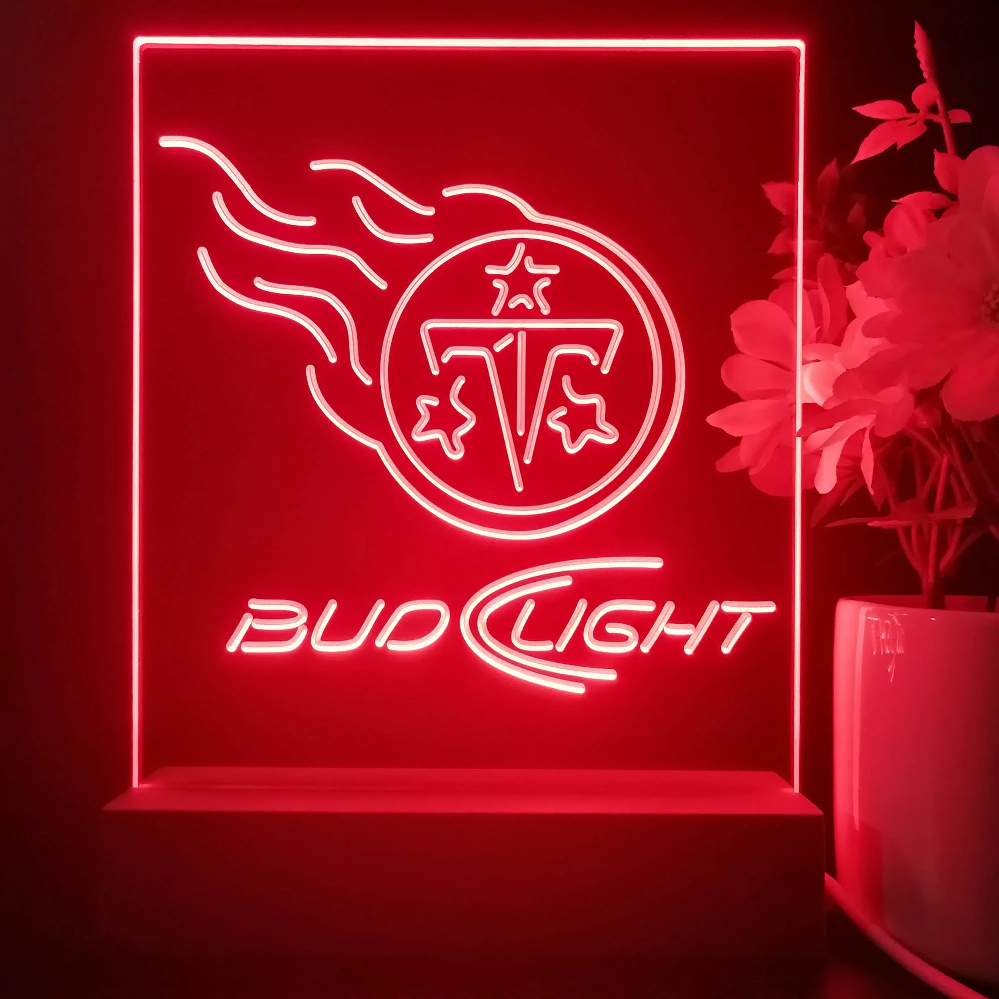Bud Light Red Tennessee Titans 3D Illusion Night Light Desk Lamp - Image 3