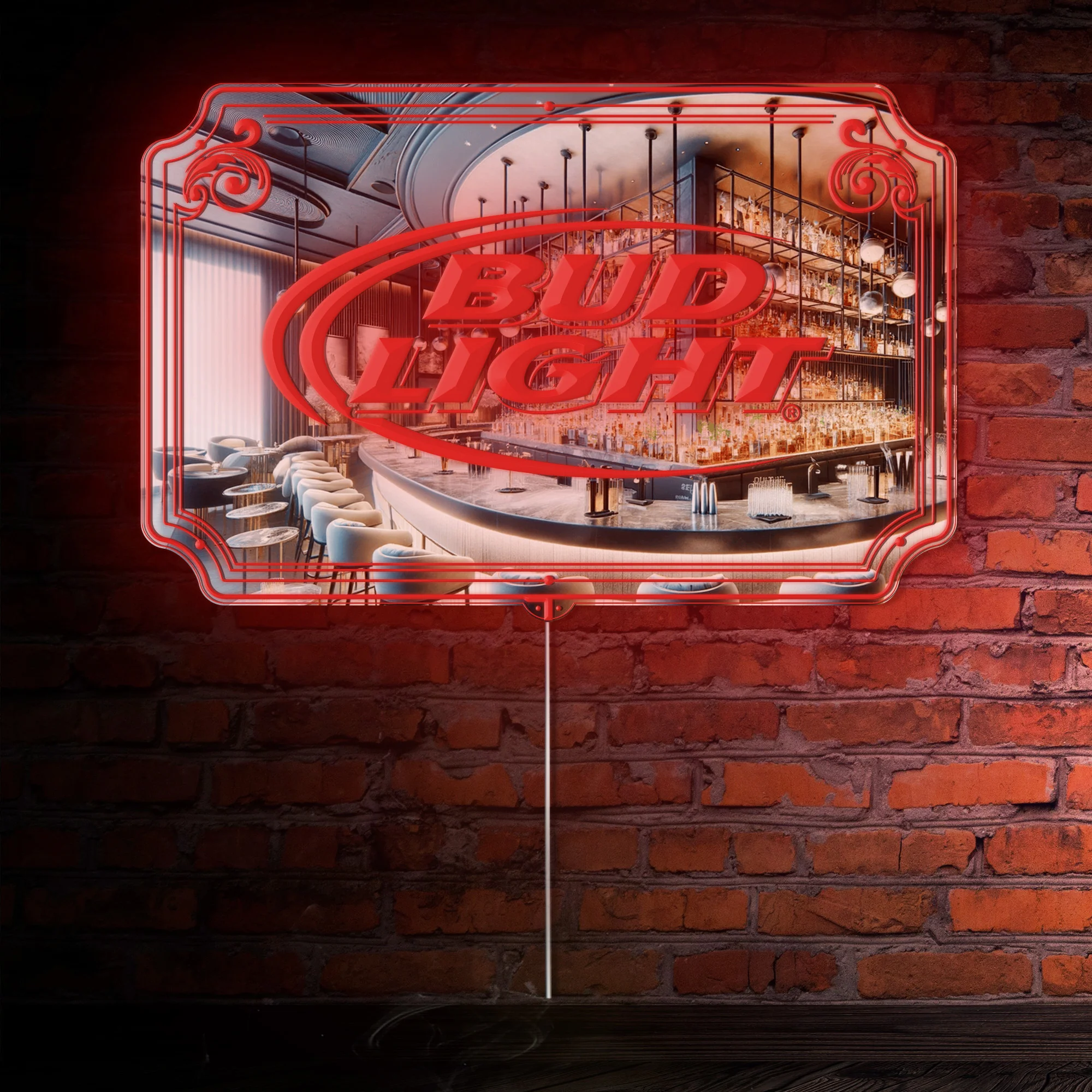 Bud Light RGB LED Neon Sign with Elegant Mirror Backing - Perfect for Bars & Home Decor - Image 3