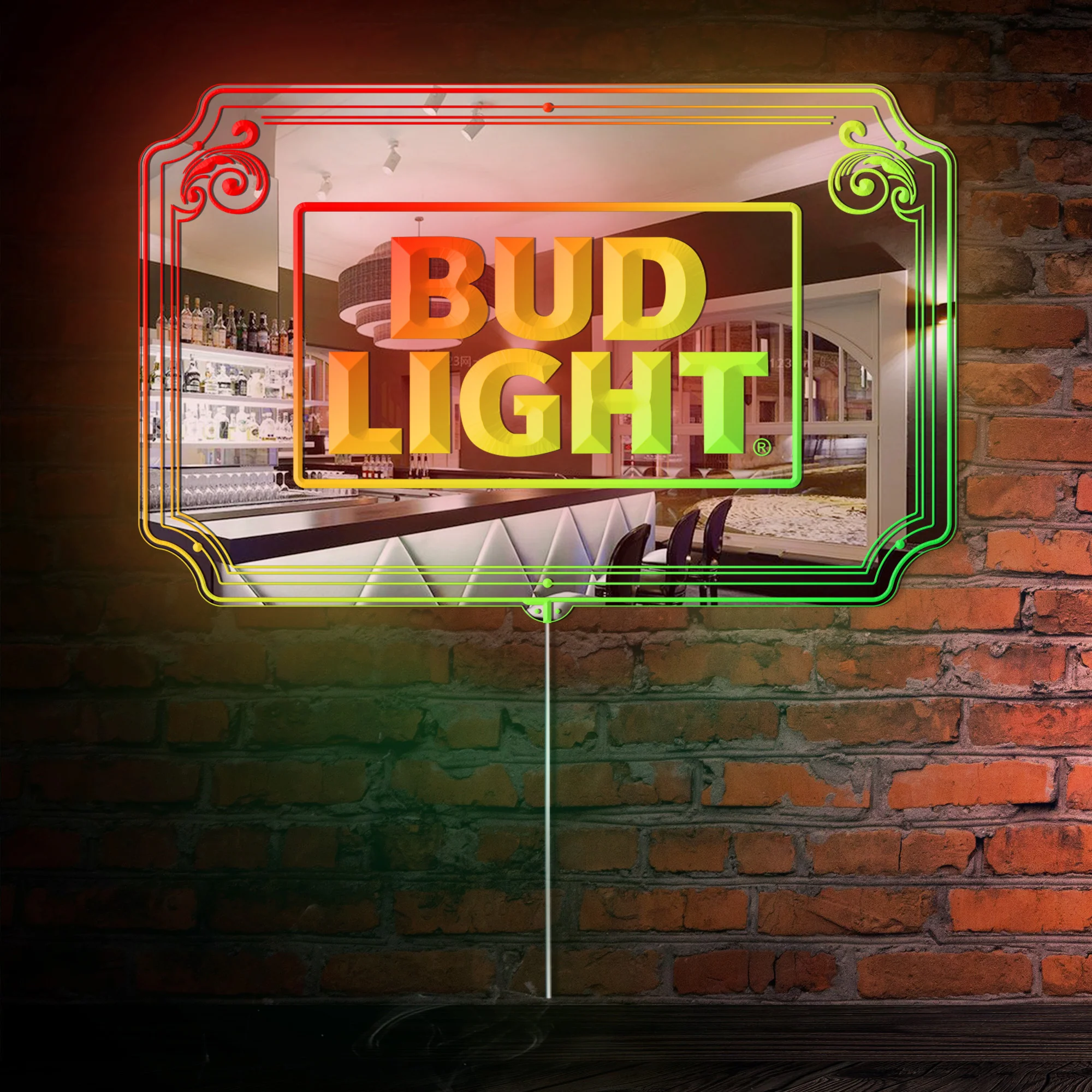 Bud Light RGB LED Neon Sign w/ Mirror Backing  - Perfect for Bars & Home Decor - Image 4