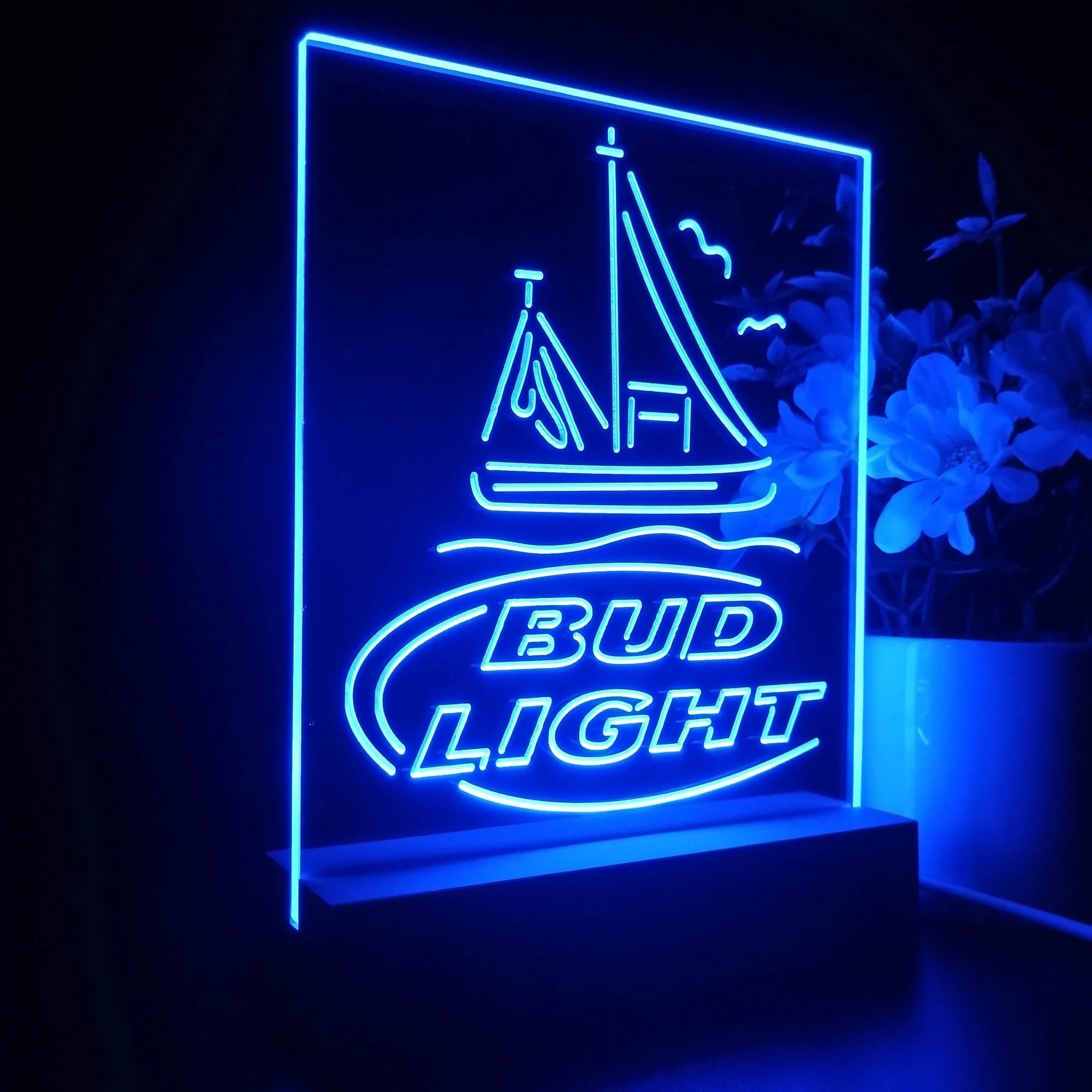 Bud Light Sail Boat Night Light Neon Pub Bar Lamp - Image 6