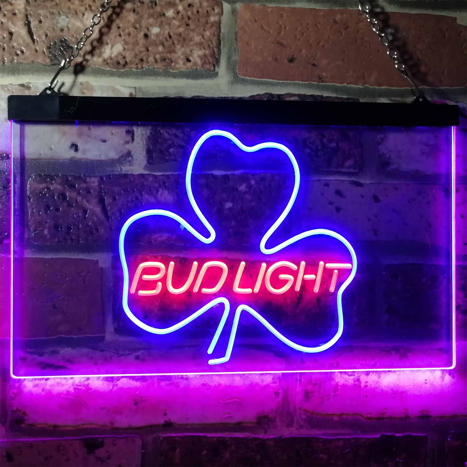 Bud Light Shamrock Beer Bar Neon-Like LED Sign