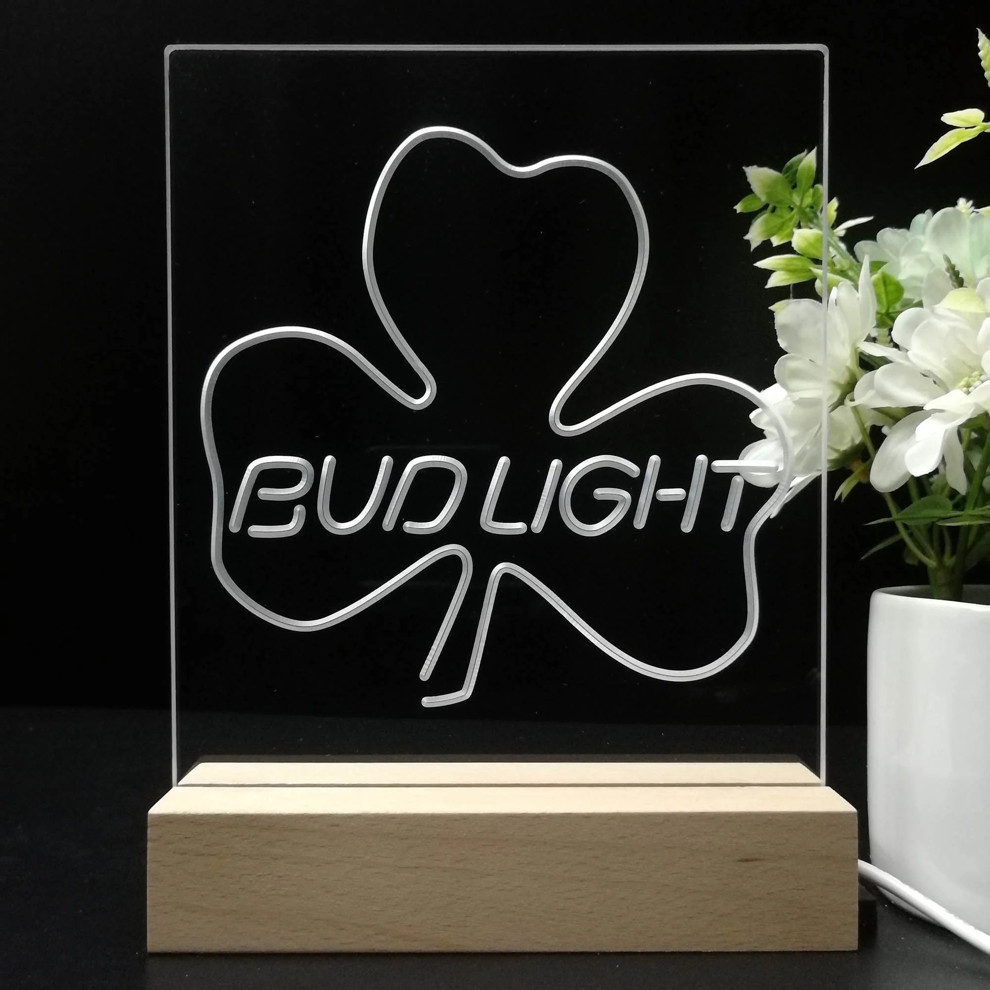 Bud Light Shamrock Beer Bar 3D Illusion Night Light Desk Lamp - Image 8