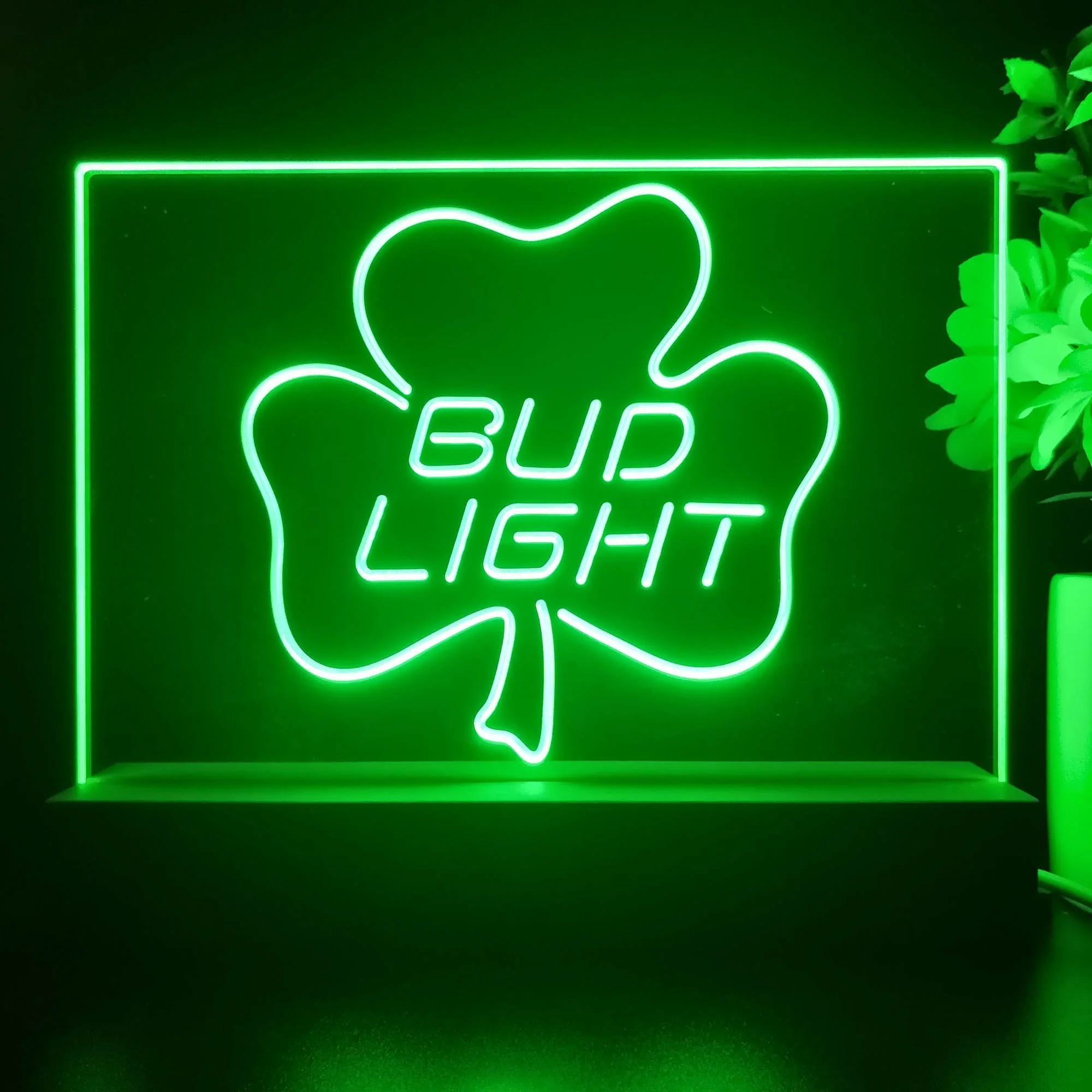 Bud Light Shamrock Beer Neon Sign Pub Bar Lamp