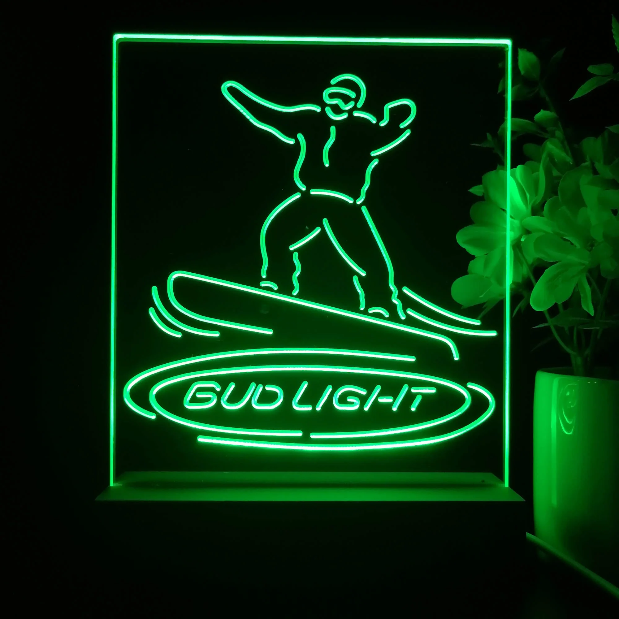Bud Light Snowboarder Night Light Neon Pub Bar Lamp - Image 3