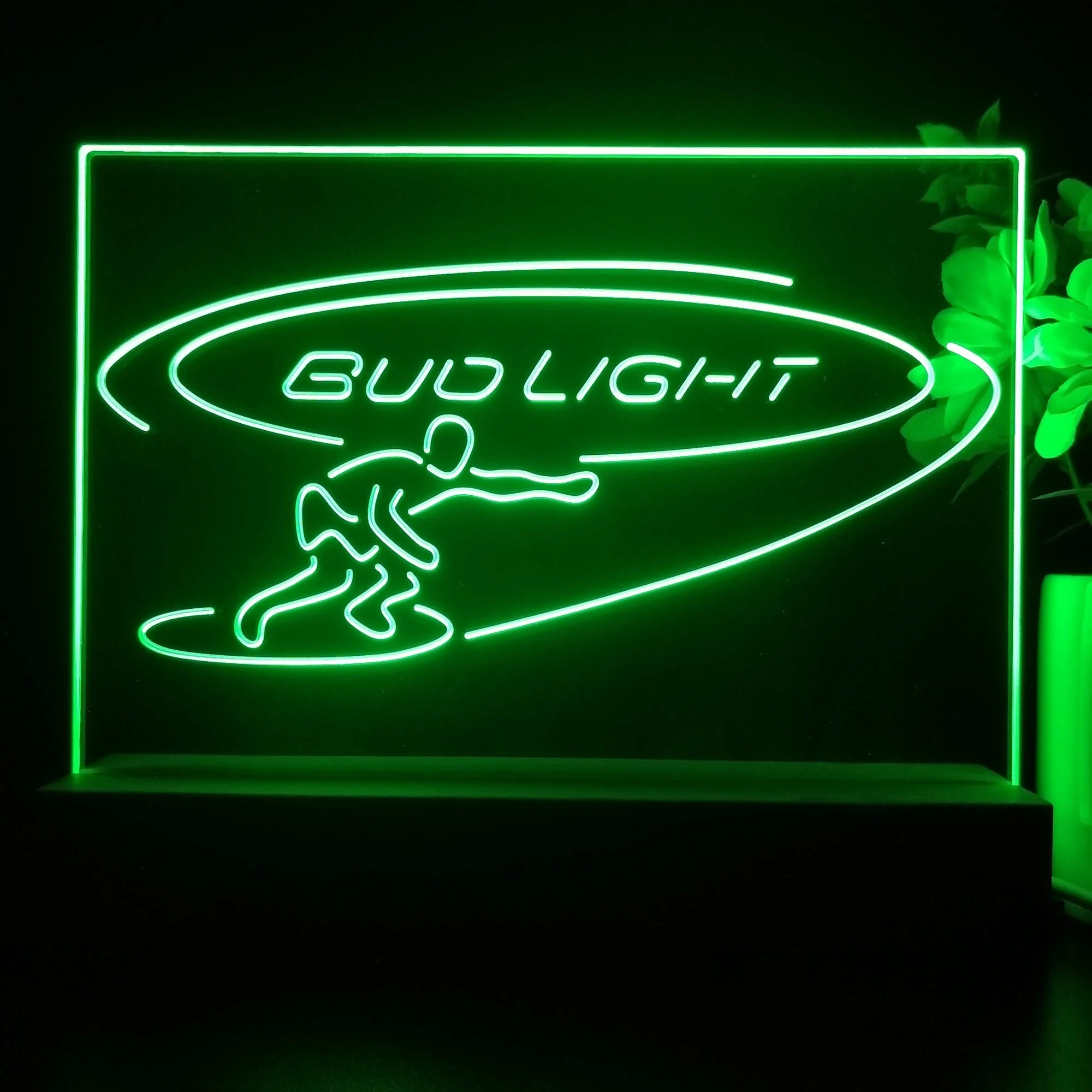 Bud Light Surf Snowboarder Neon Sign Pub Bar Lamp - Image 3