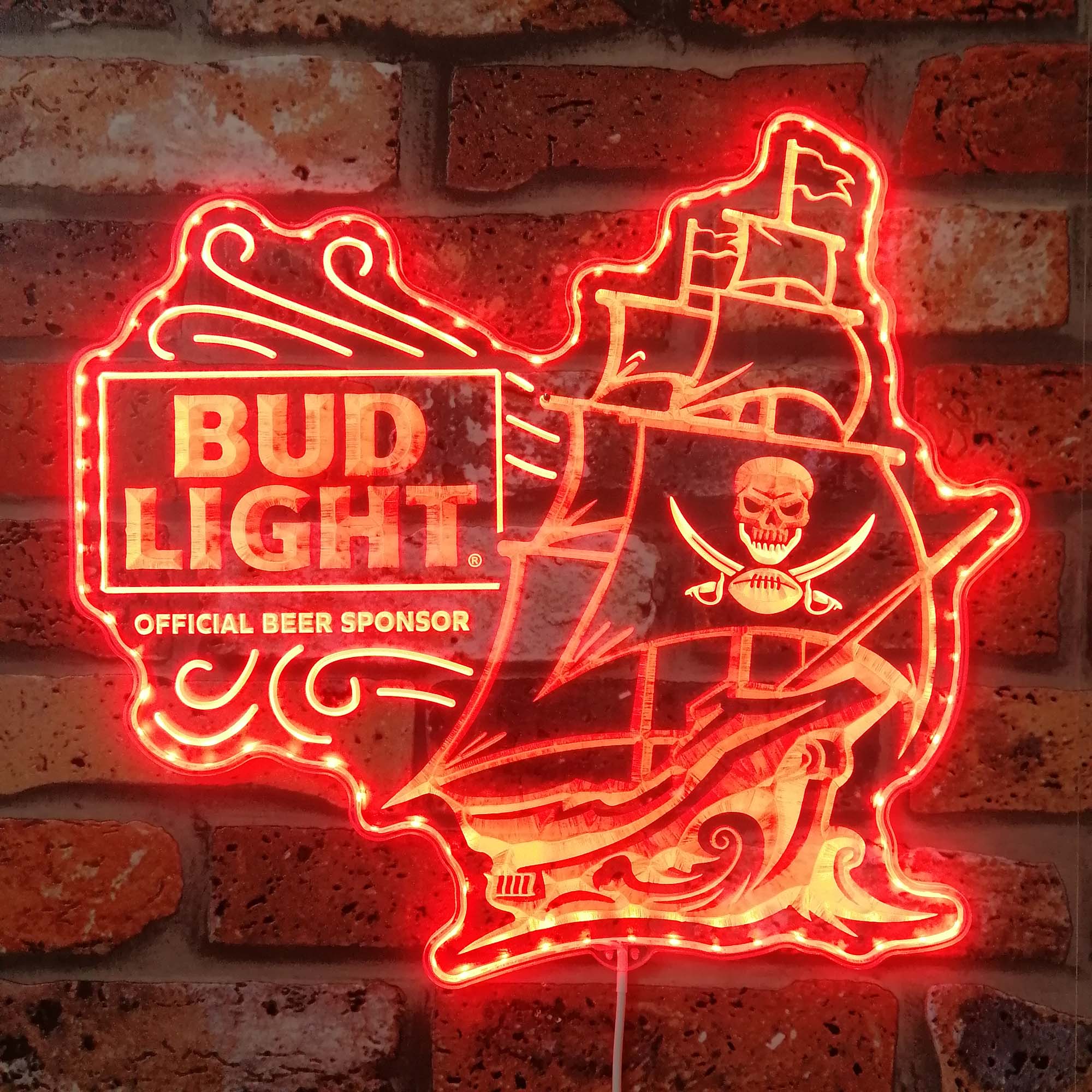 Bud Light & Tampa Bay Buccaneers Neon LED Sign with Dynamic RGB Colors - Image 3