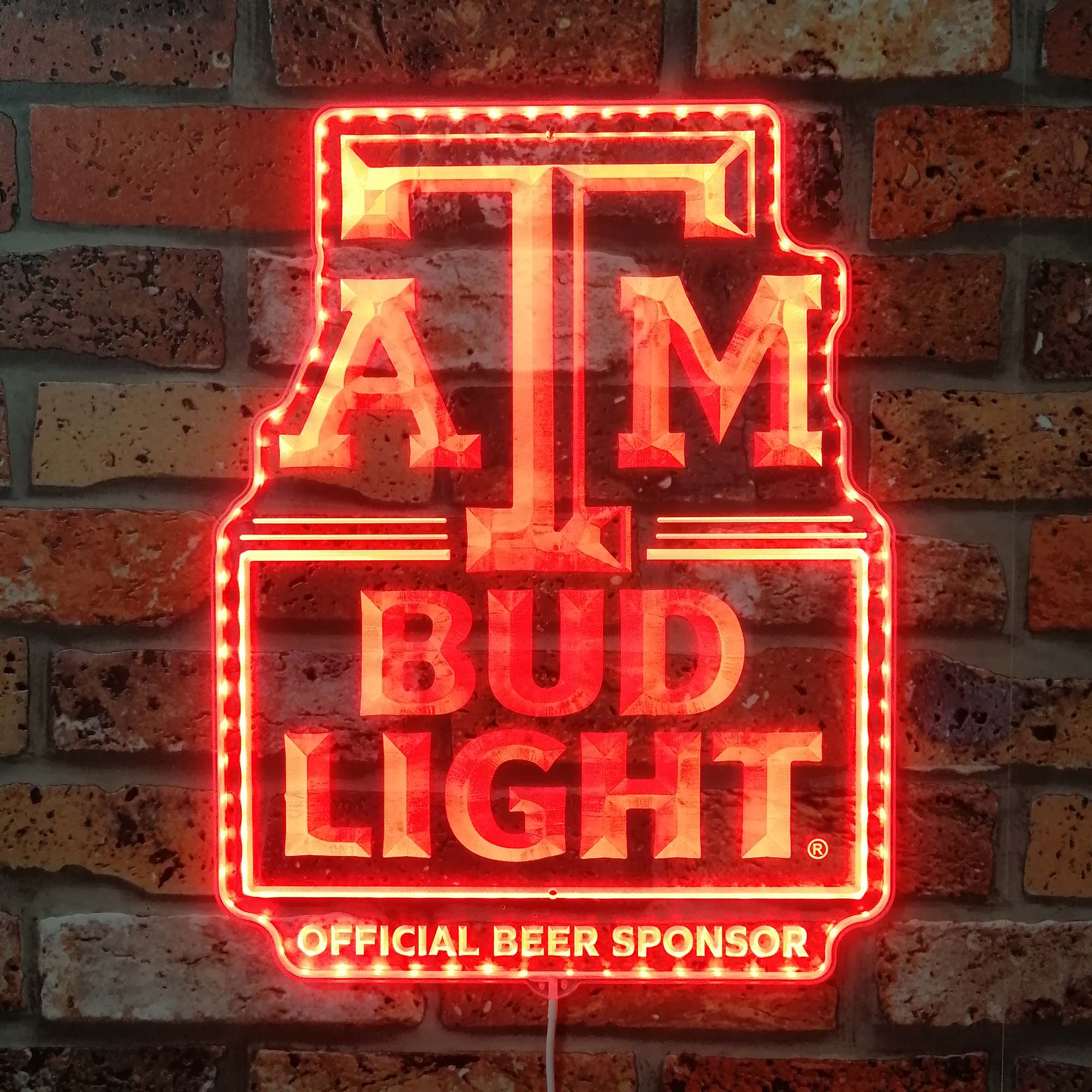 Bud Light Texas A&M Aggies Neon LED Sign with Dynamic RGB Colors - Image 3