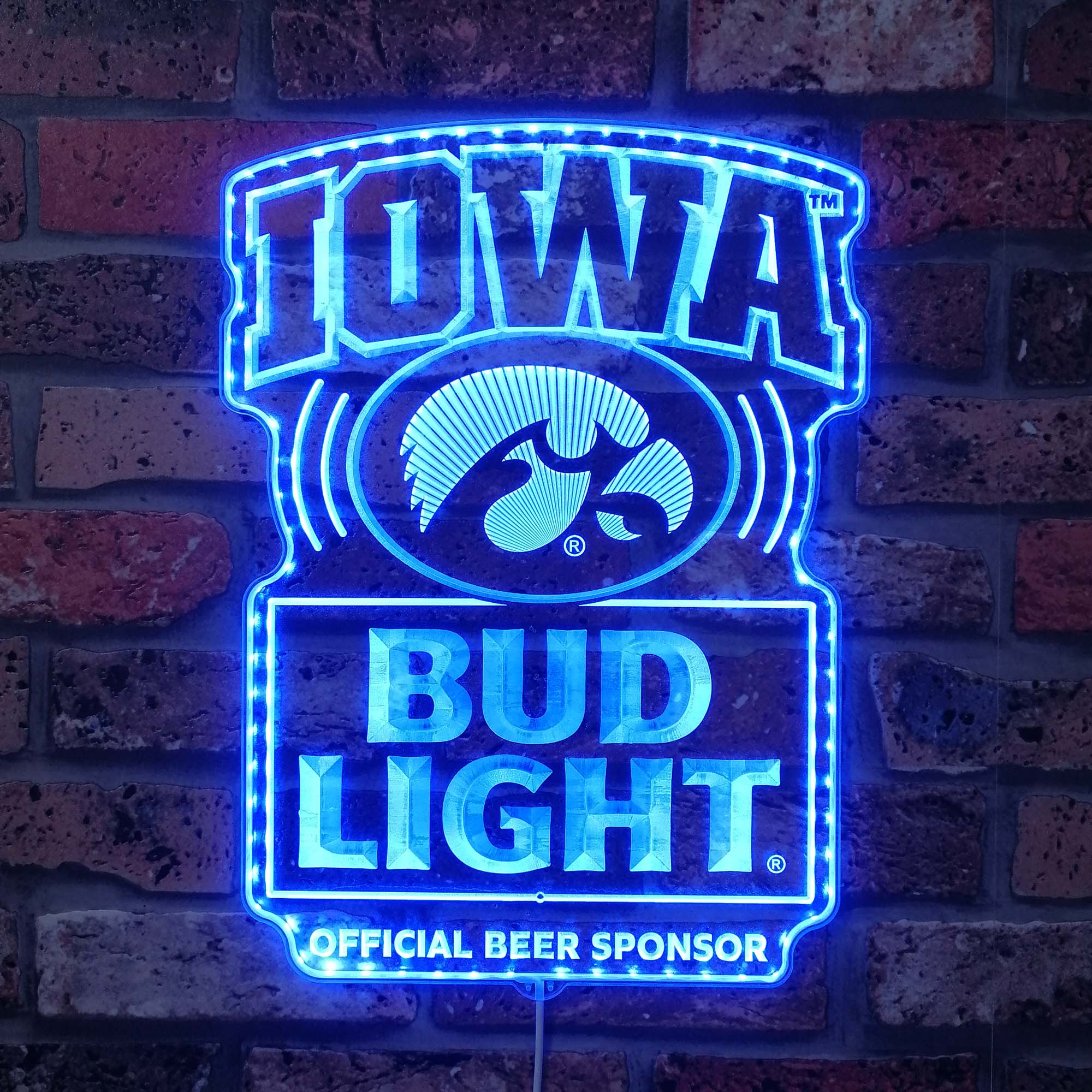 Bud Light & University of Iowa Hawkeyes Neon LED Sign with Dynamic RGB Colors - Image 4