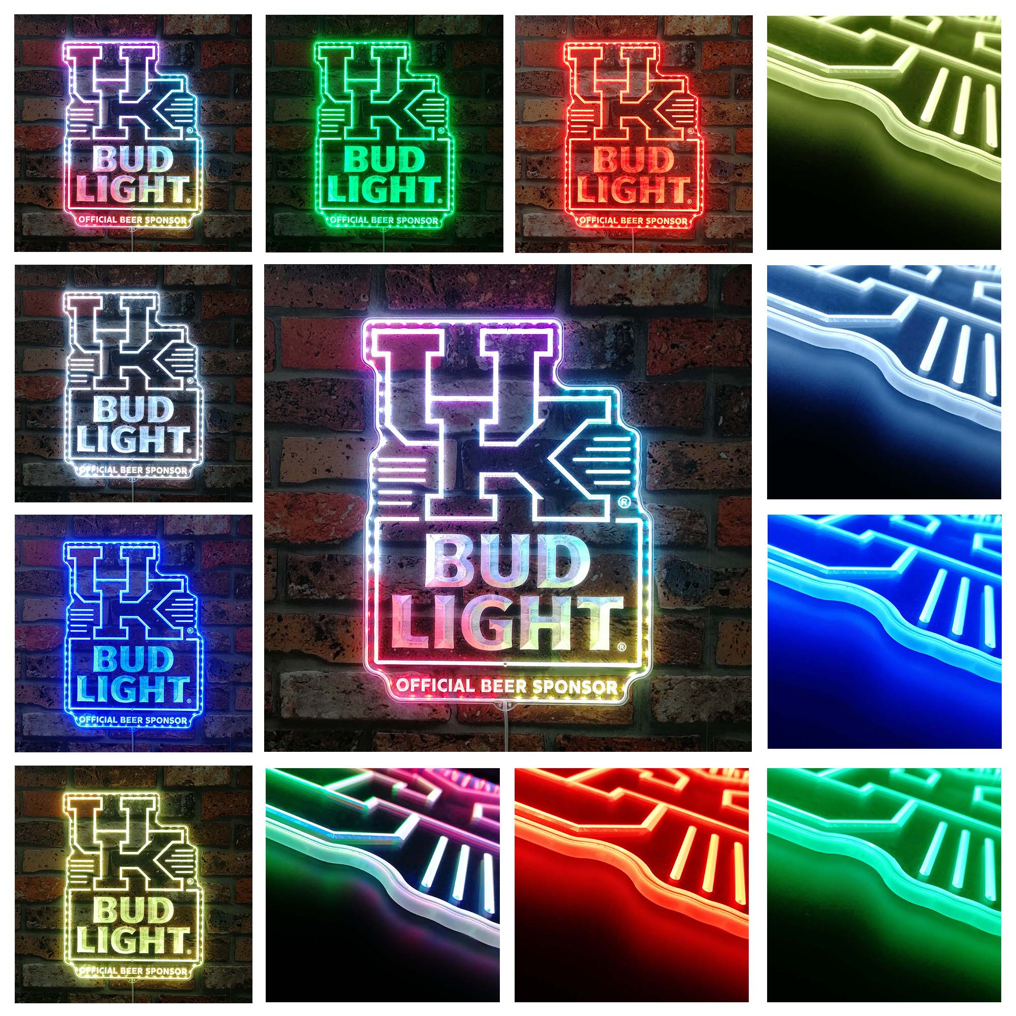 Bud Light & University of Kentucky Neon LED Sign with Dynamic RGB Colors - Image 2