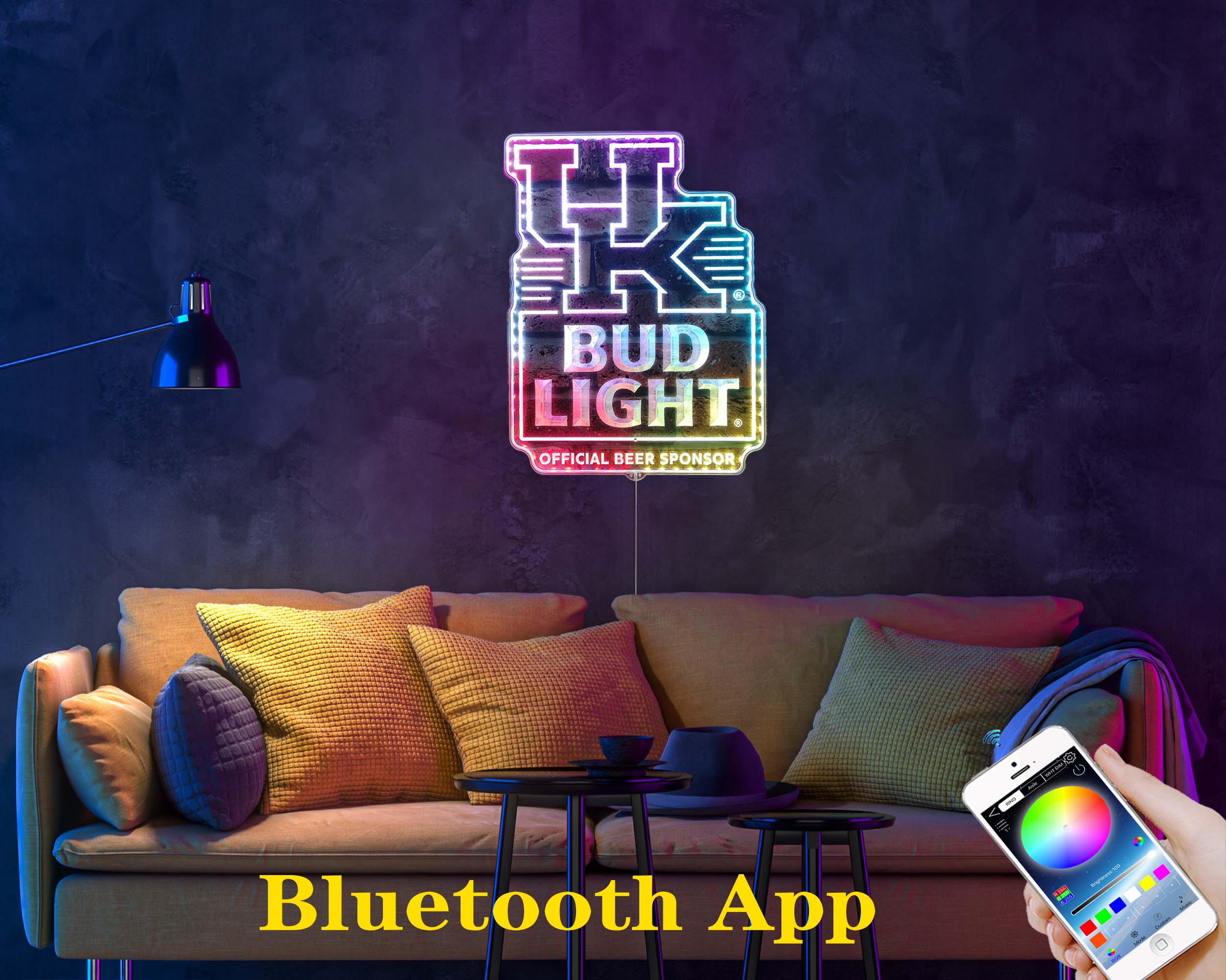 Bud Light & University of Kentucky Neon LED Sign with Dynamic RGB Colors - Image 7