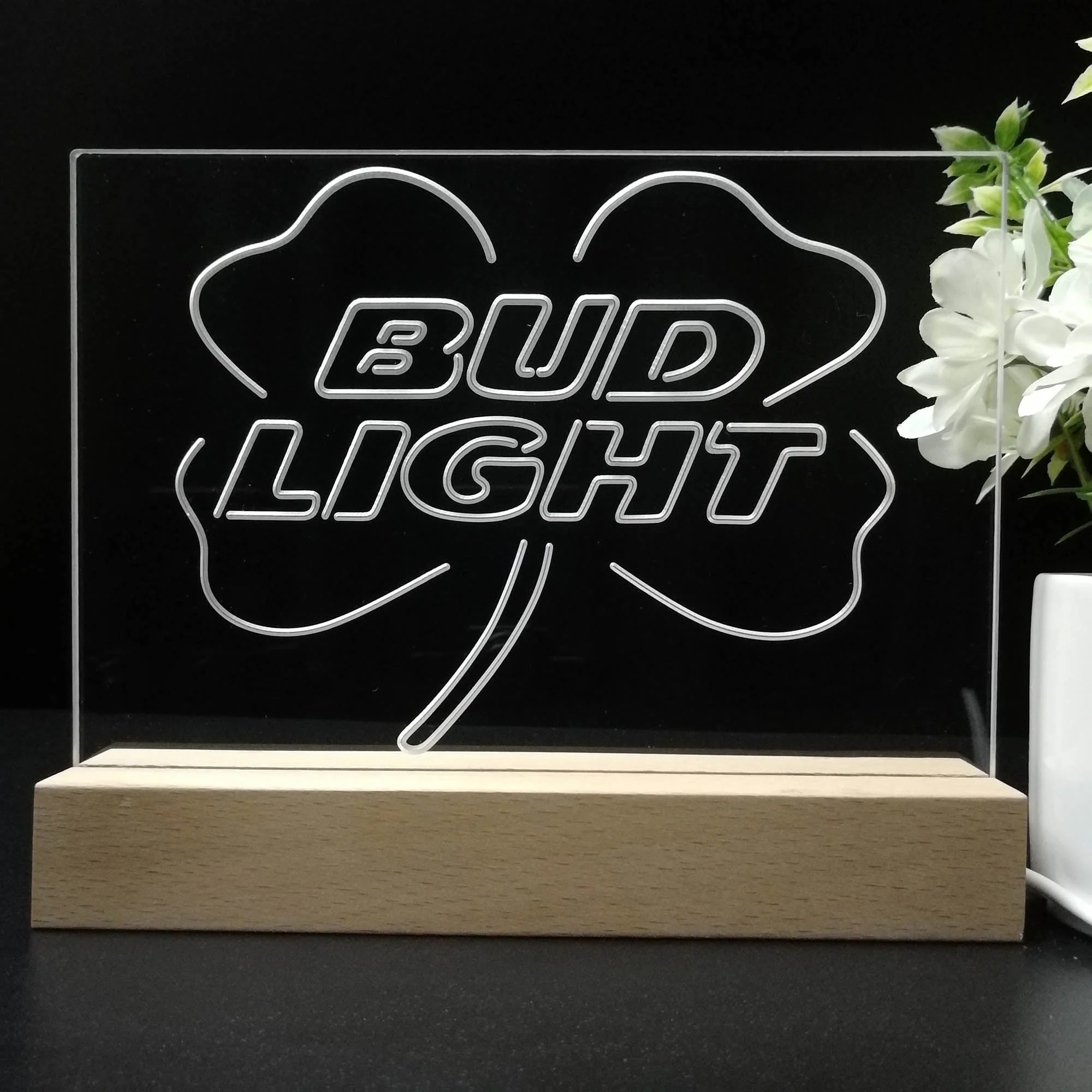 Bud Lights Clover Beer Neon Sign Pub Bar Lamp - Image 8