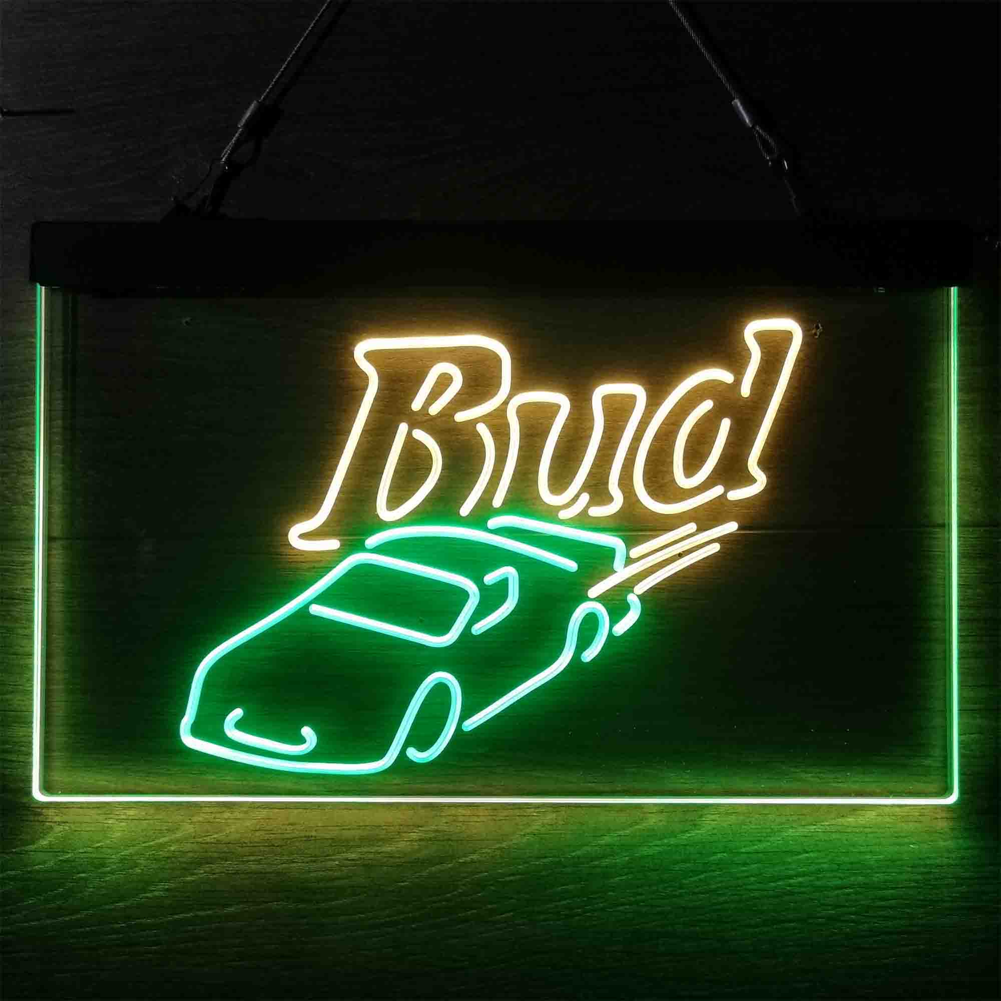 Bud Sport Racing Car Neon-Like LED Sign