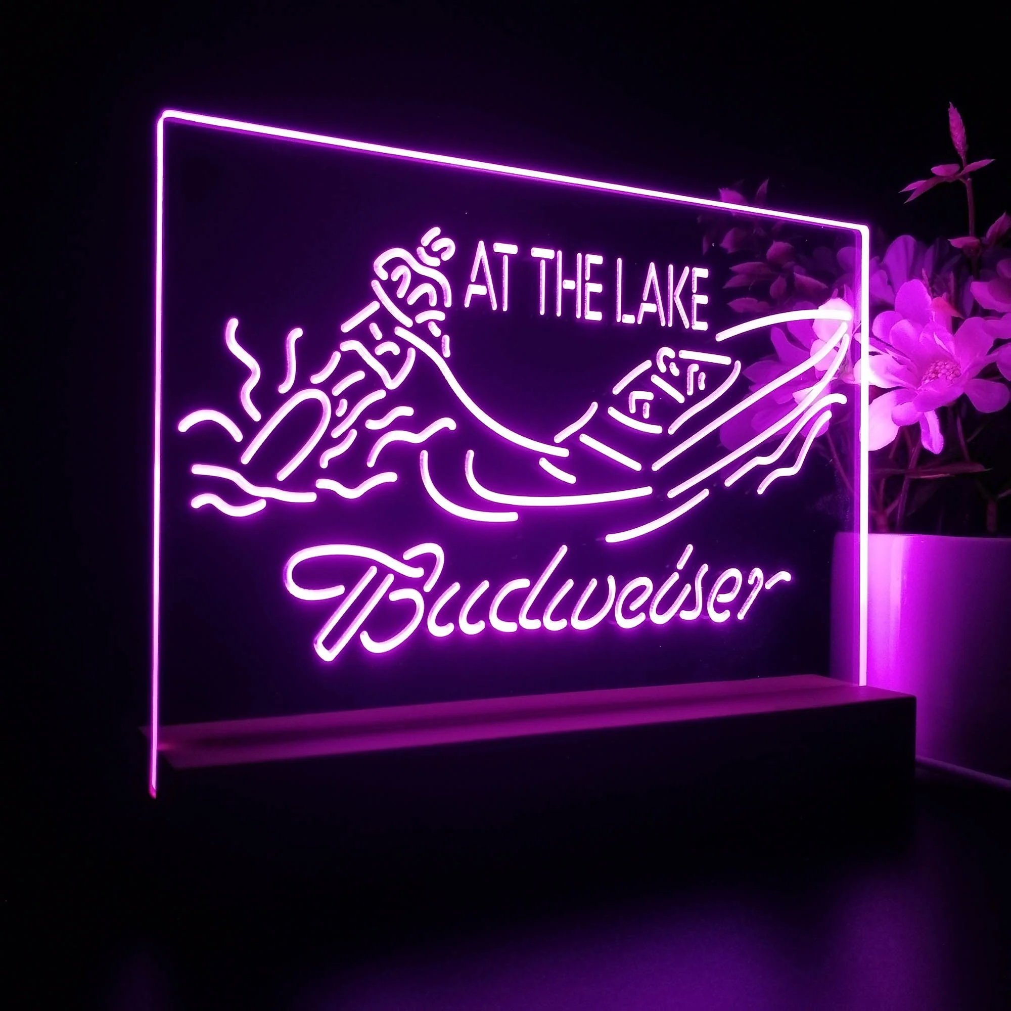 Budweiser At the Lake Cabin Neon Sign Pub Bar Lamp - Image 7
