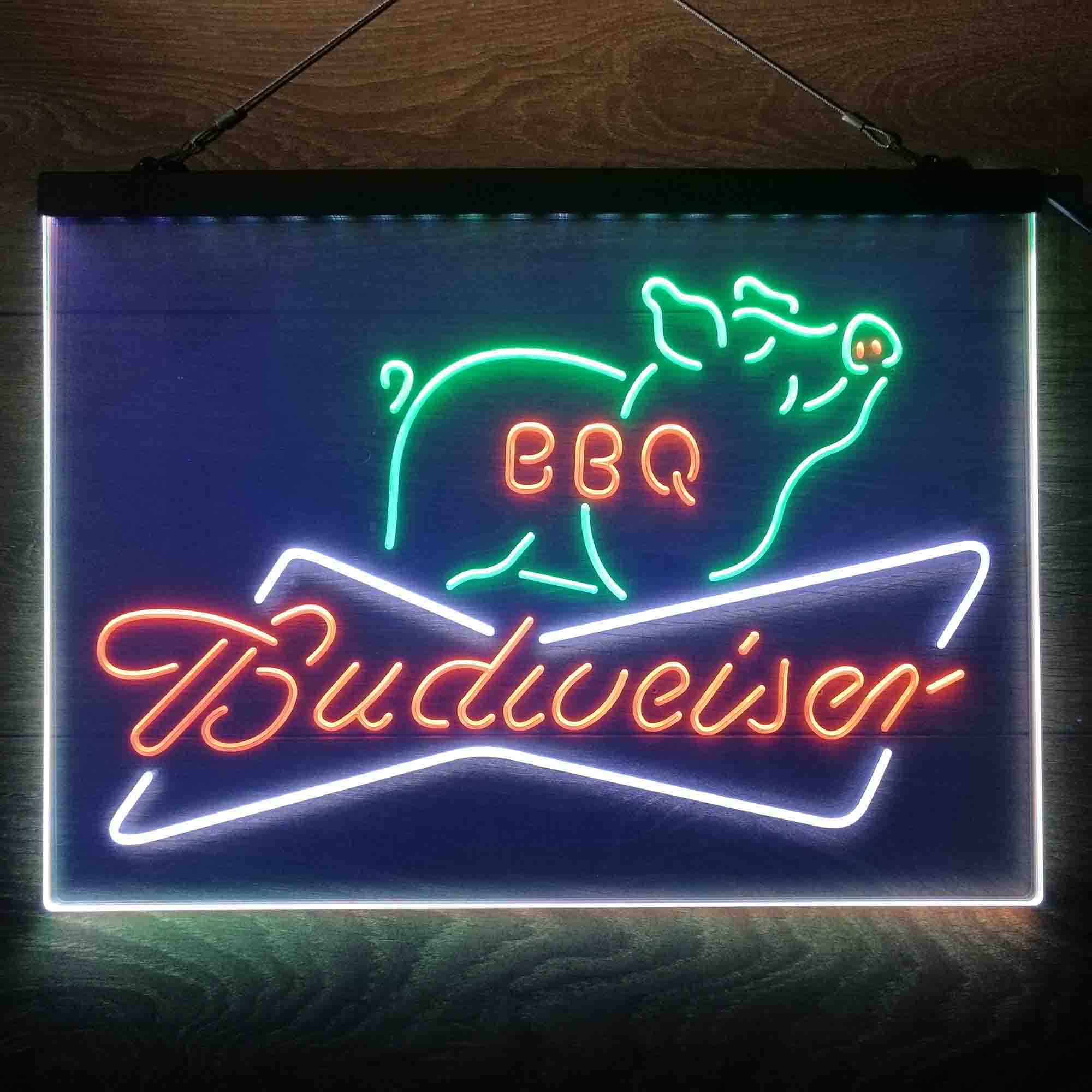 Budweiser BBQ Bar Neon 3-Color LED Sign