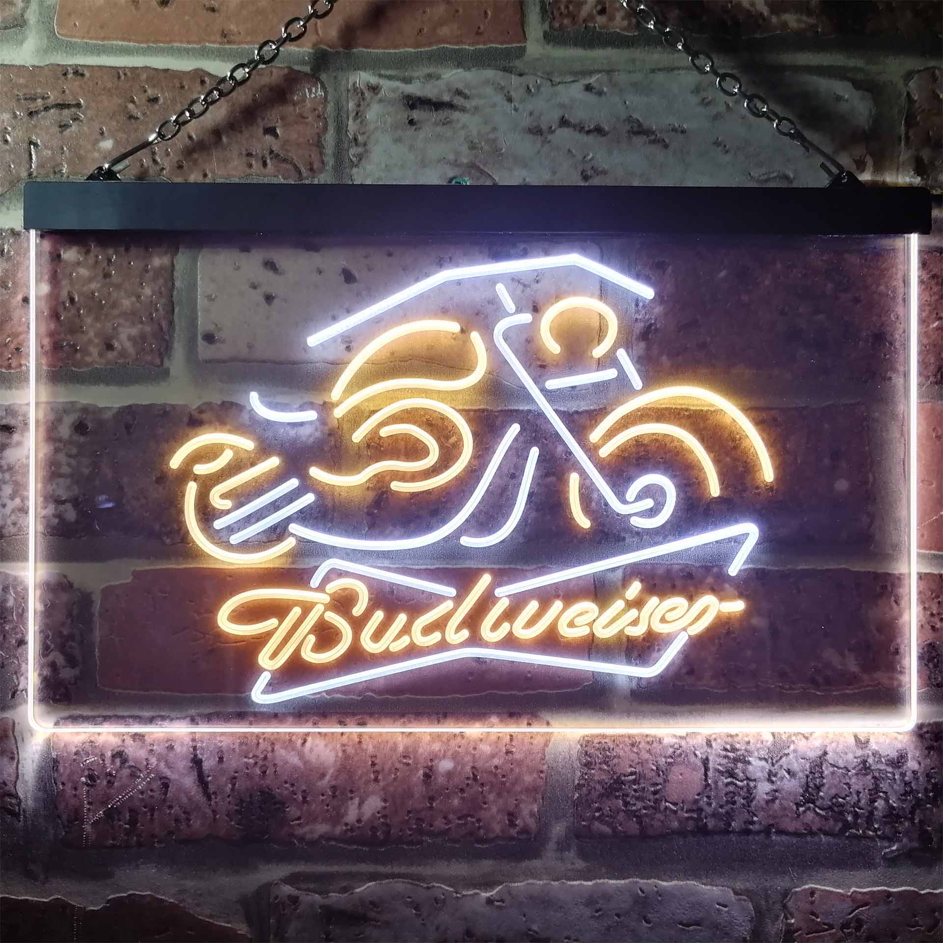 Budweiser Beer Motorcycle Home Bar Neon Light LED Sign