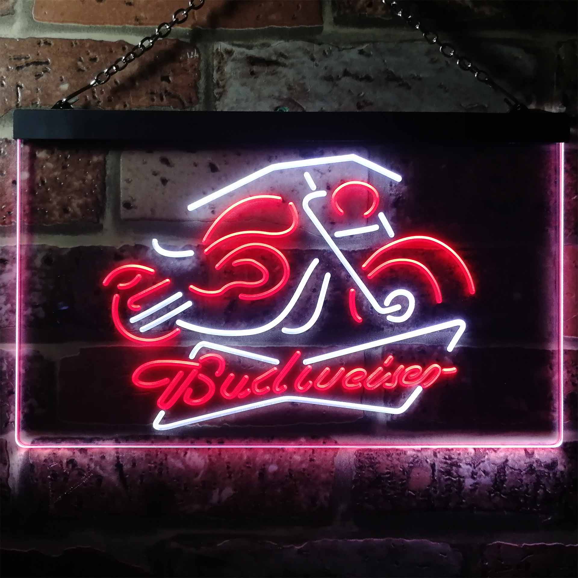 Budweiser Beer Motorcycle Home Bar Neon Light LED Sign - Image 9