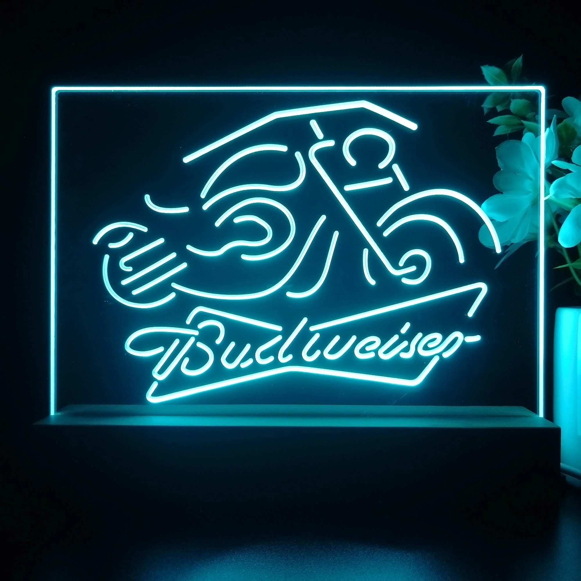 Budweiser Beer Motorcycle Neon Sign Pub Bar Lamp - Image 3