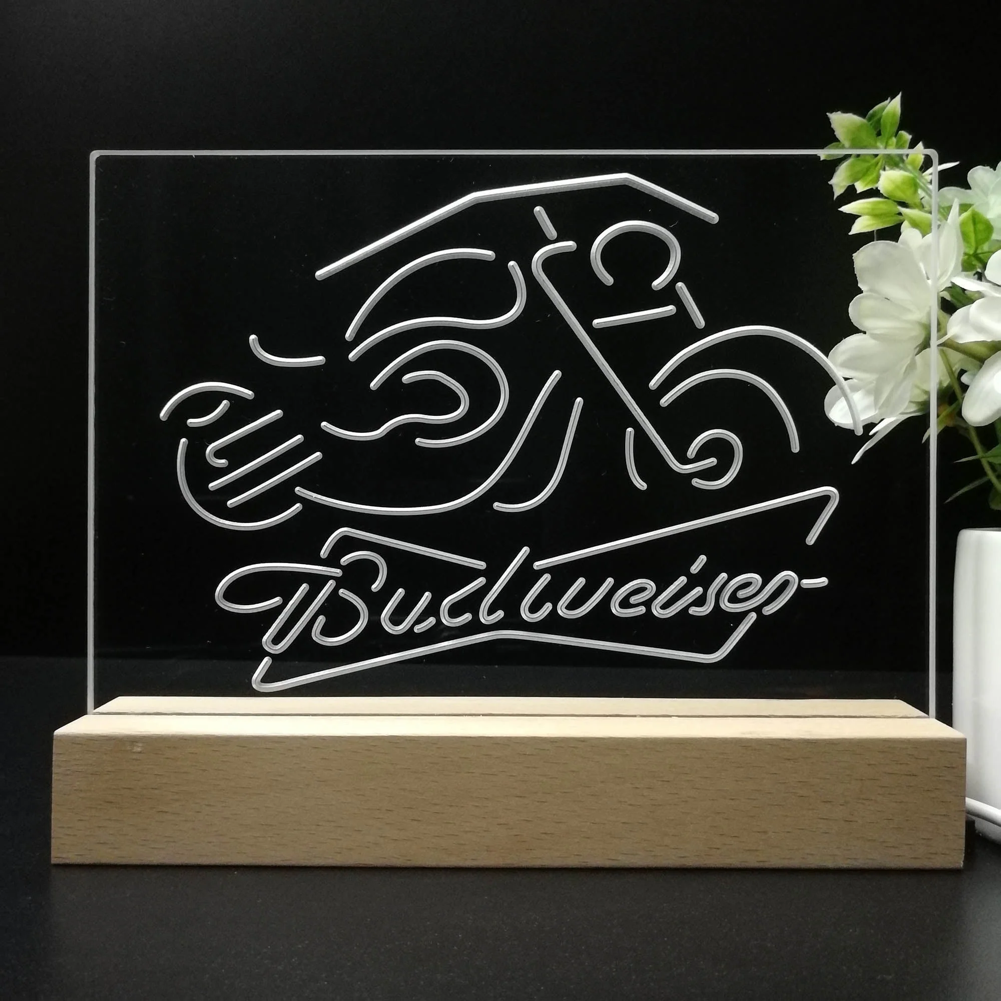 Budweiser Beer Motorcycle Neon Sign Pub Bar Lamp - Image 8