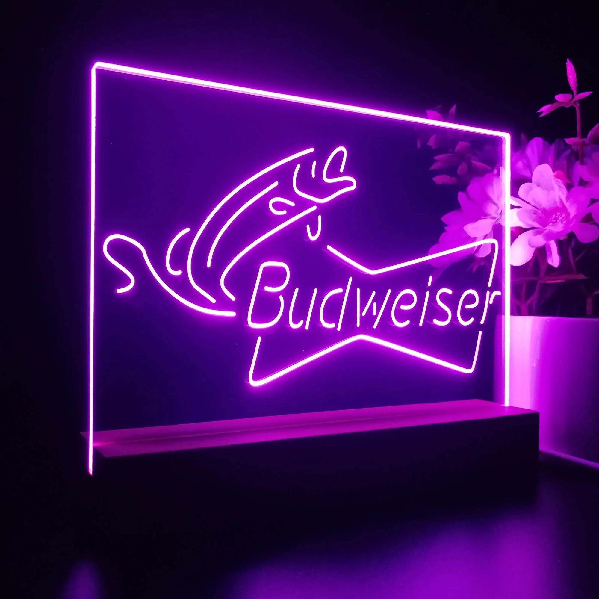 Budweiser Bow Tie Fishing Neon Sign Pub Bar Lamp - Image 5