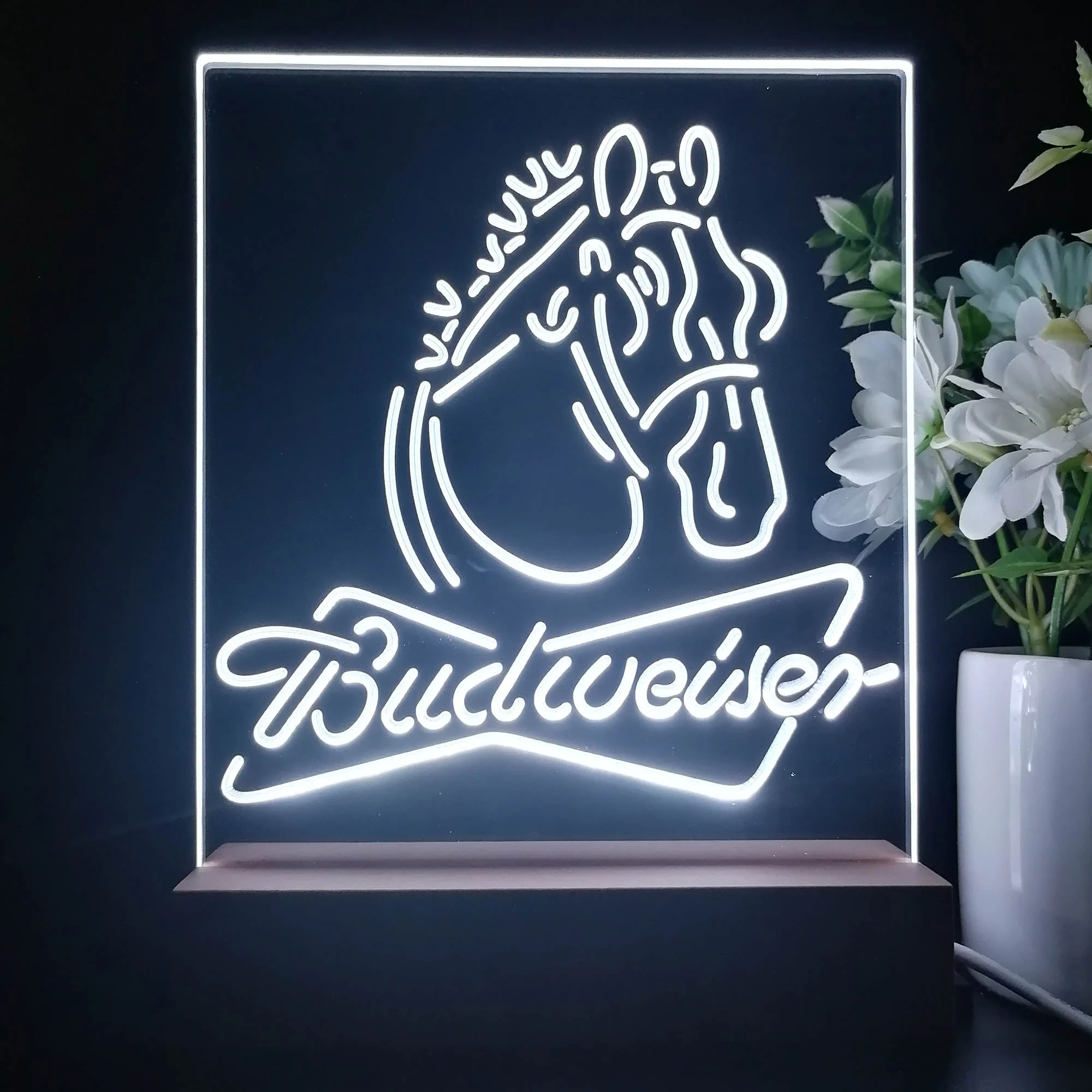 Budweiser Clydesdale Horse Head 3D Illusion Night Light Desk Lamp - Image 2
