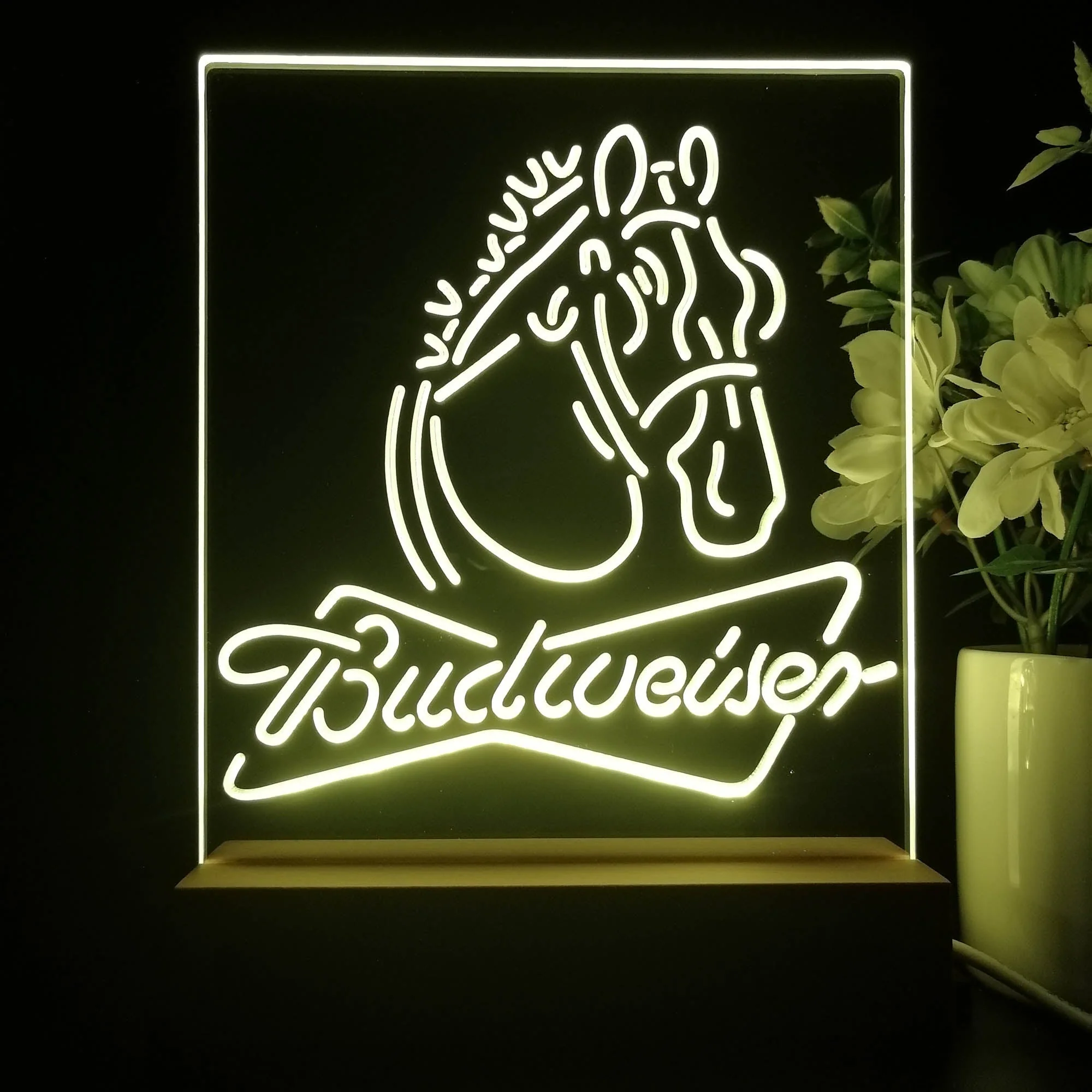 Budweiser Clydesdale Horse Head 3D Illusion Night Light Desk Lamp - Image 3