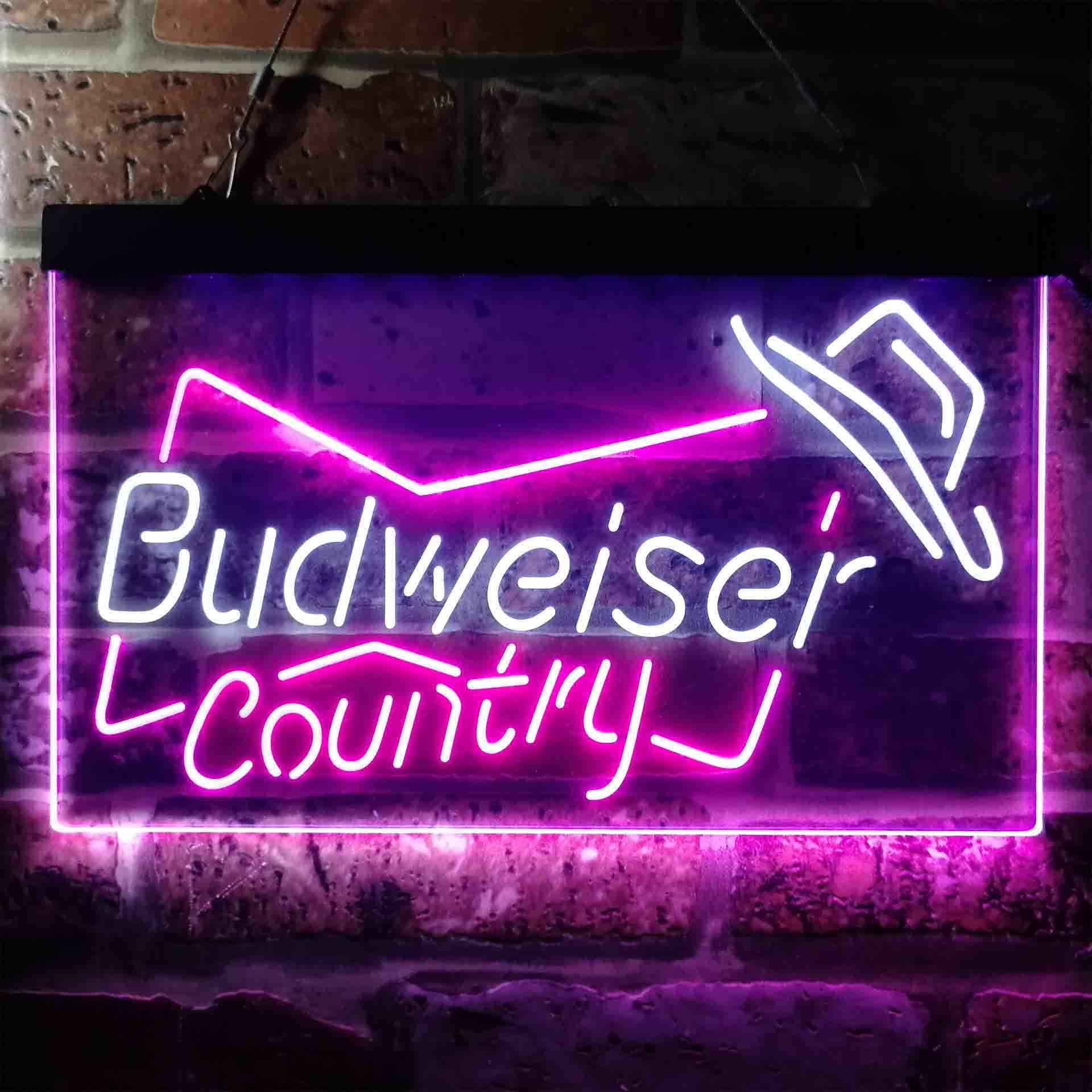 Budweiser Country Cowboys Bowtie Hat Neon-Like LED Sign - Image 9