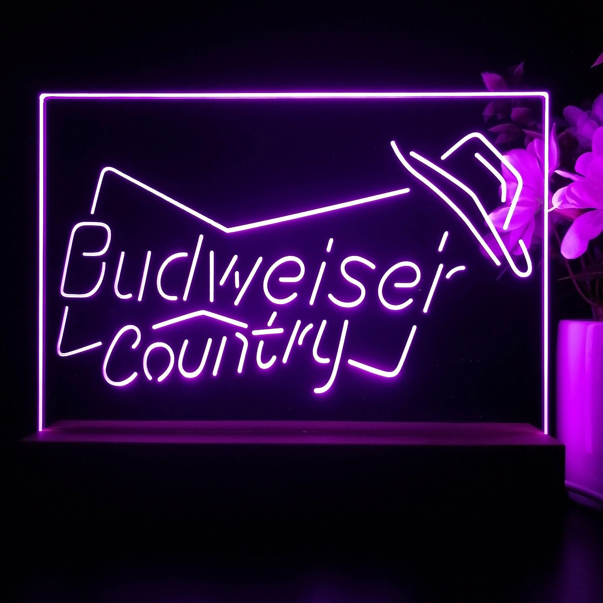 Budweiser Country Cowboys Bowtie Hat Neon Sign Pub Bar Lamp - Image 2