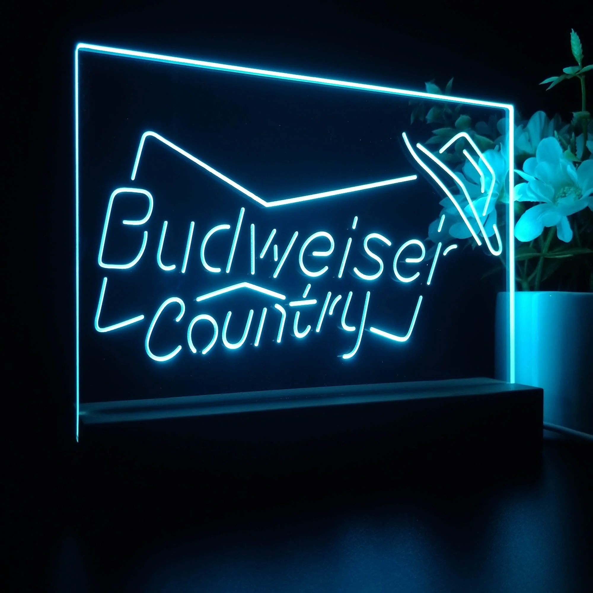 Budweiser Country Cowboys Bowtie Hat Neon Sign Pub Bar Lamp - Image 5