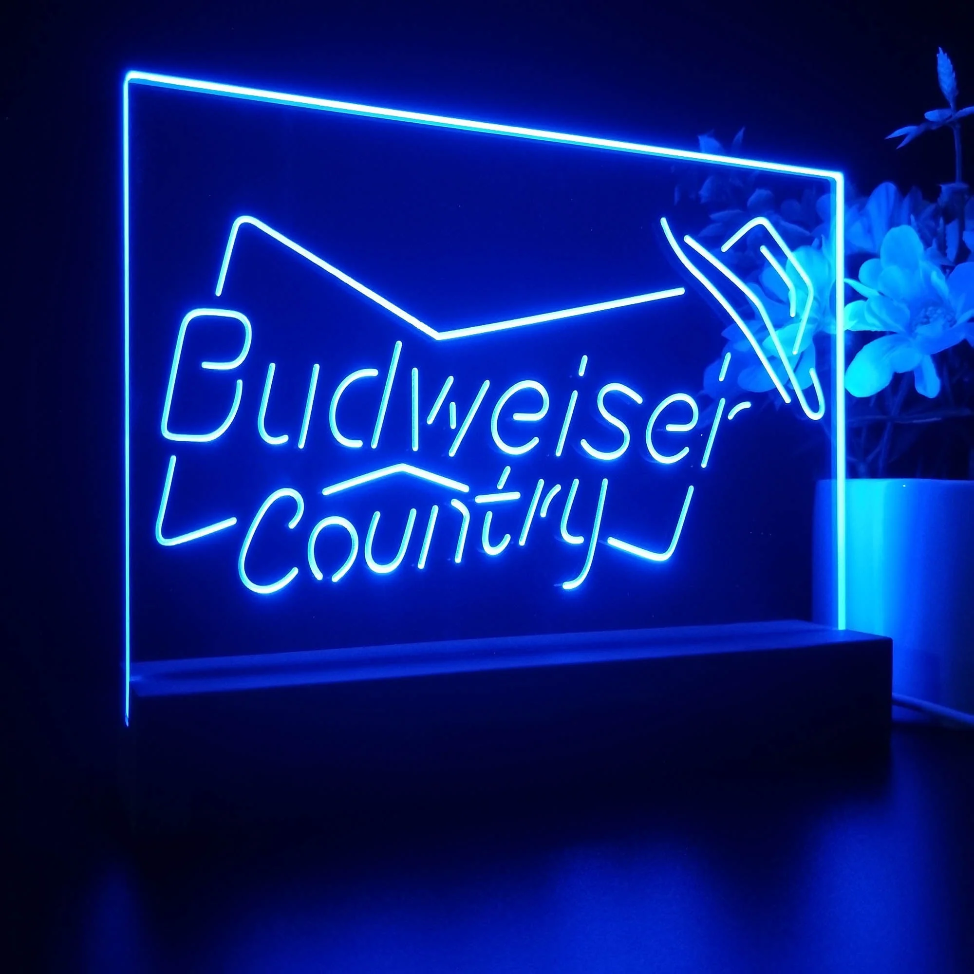 Budweiser Country Cowboys Bowtie Hat Neon Sign Pub Bar Lamp - Image 6