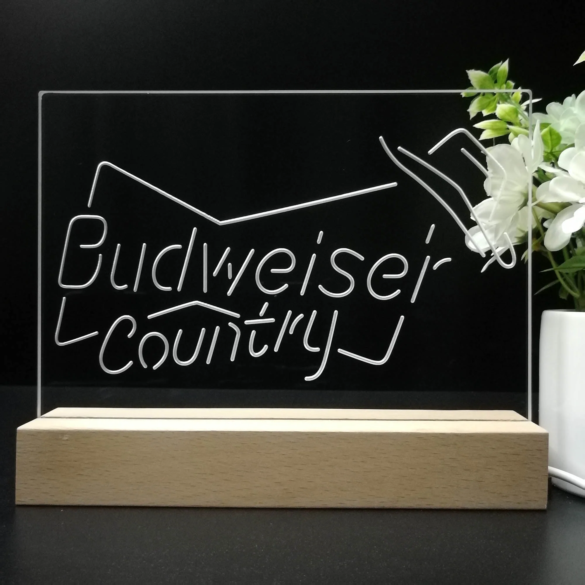 Budweiser Country Cowboys Bowtie Hat Neon Sign Pub Bar Lamp - Image 8