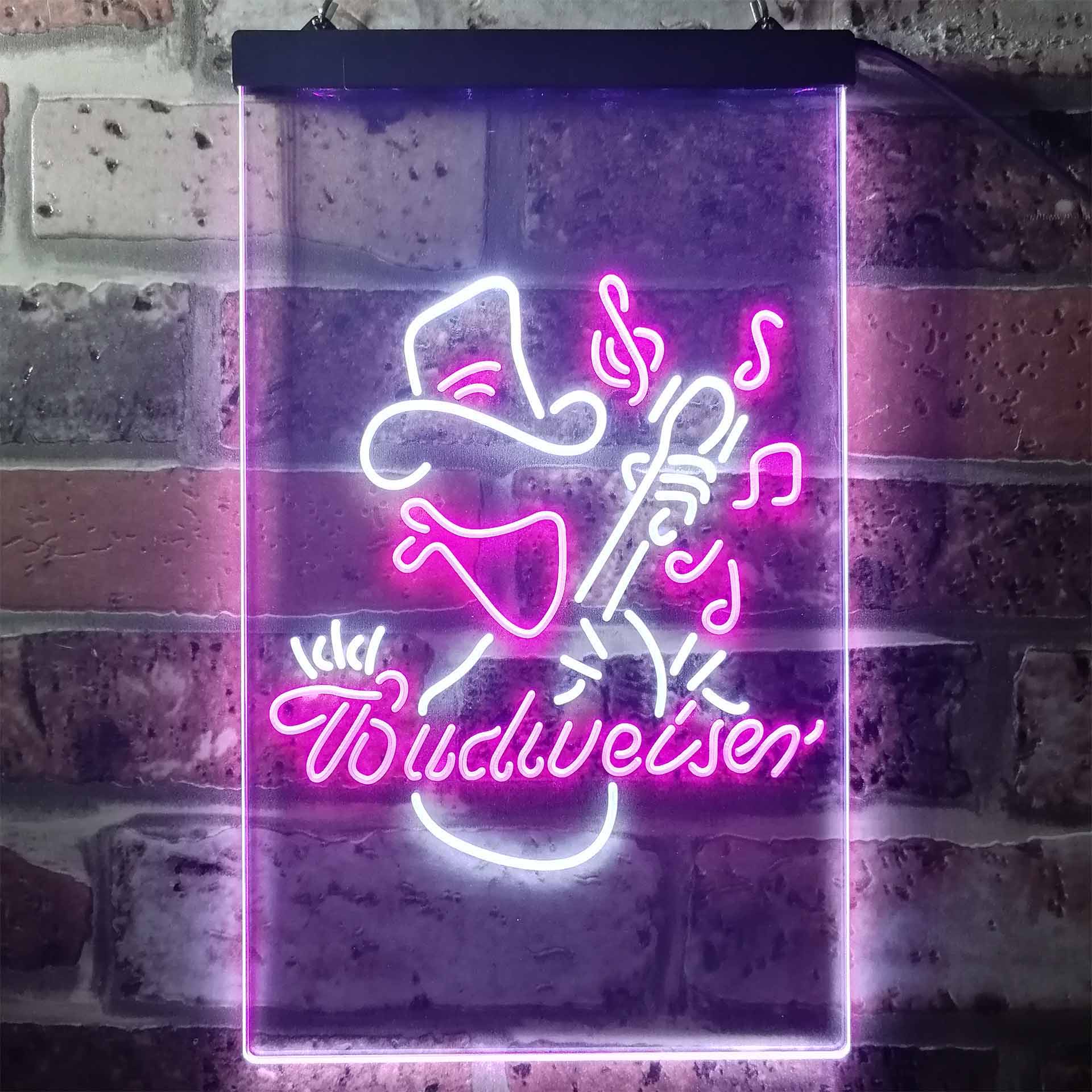 Budweiser Cowboy Play Guitar Home Bar Neon Light LED Sign - Image 11