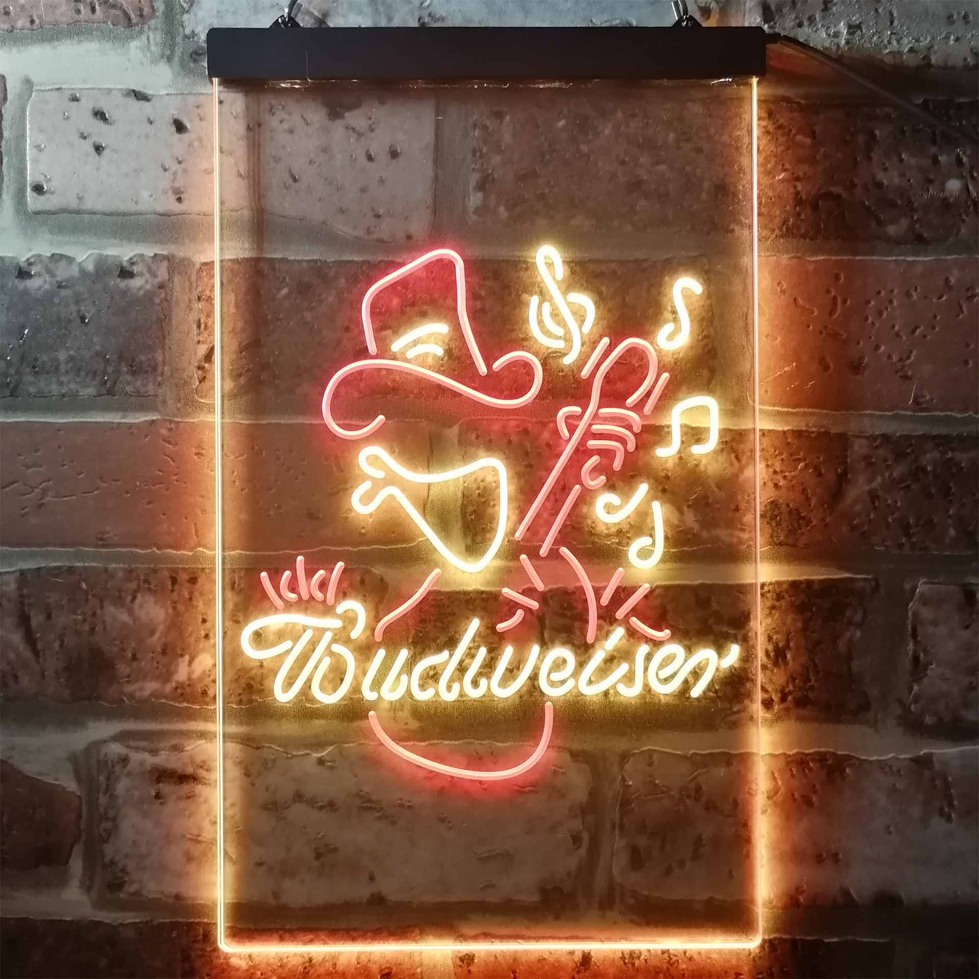 Budweiser Cowboy Play Guitar Home Bar Neon Light LED Sign - Image 3