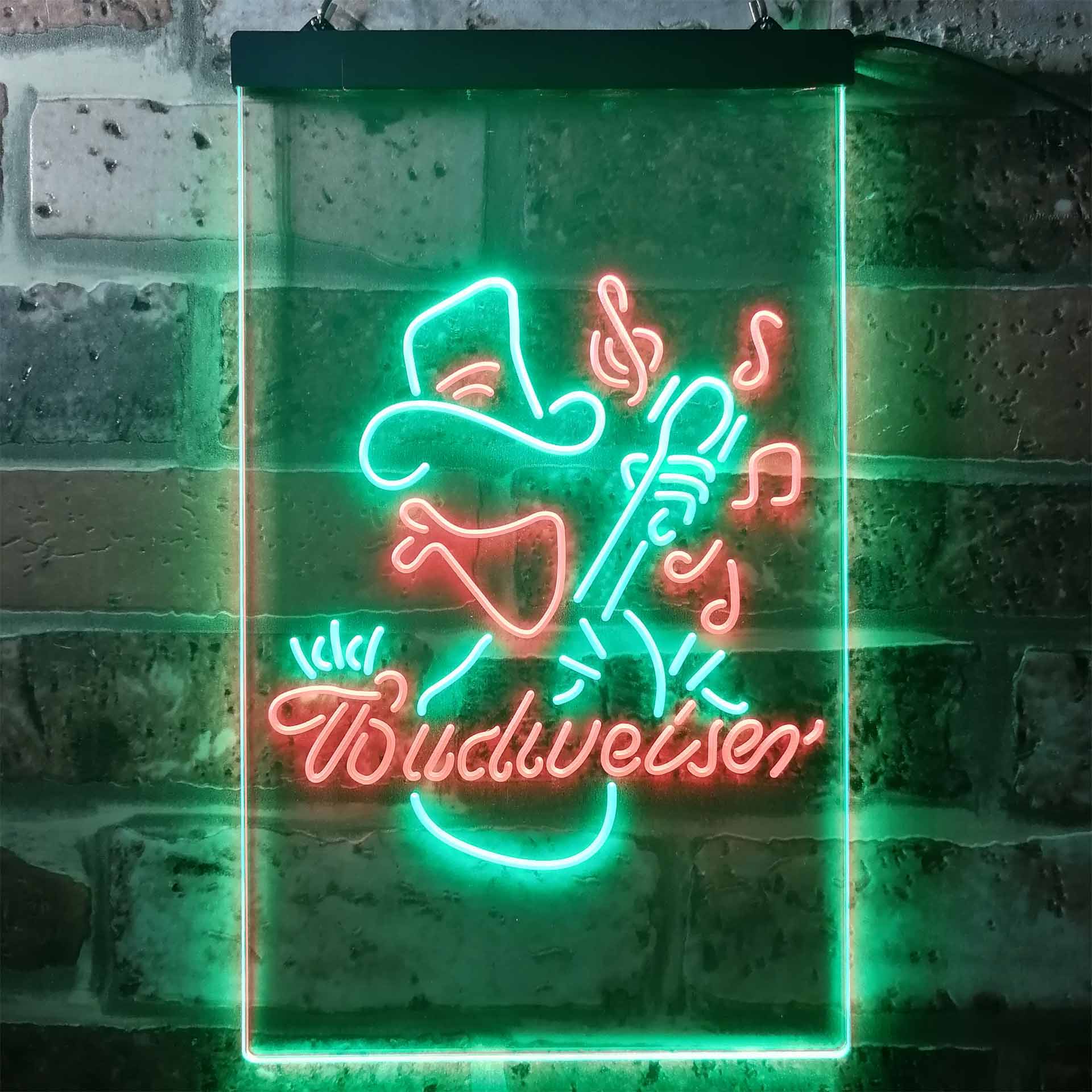 Budweiser Cowboy Play Guitar Home Bar Neon Light LED Sign - Image 4