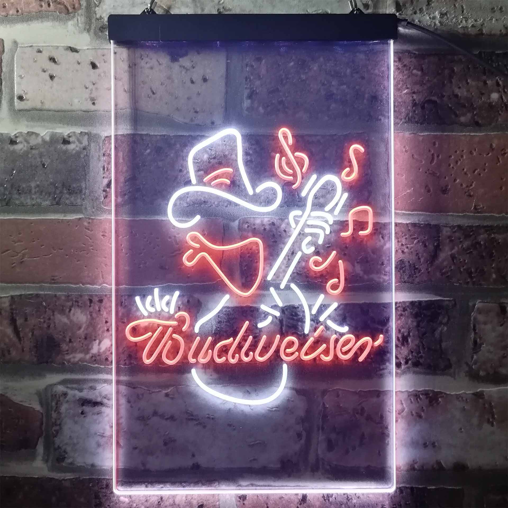 Budweiser Cowboy Play Guitar Home Bar Neon Light LED Sign - Image 5