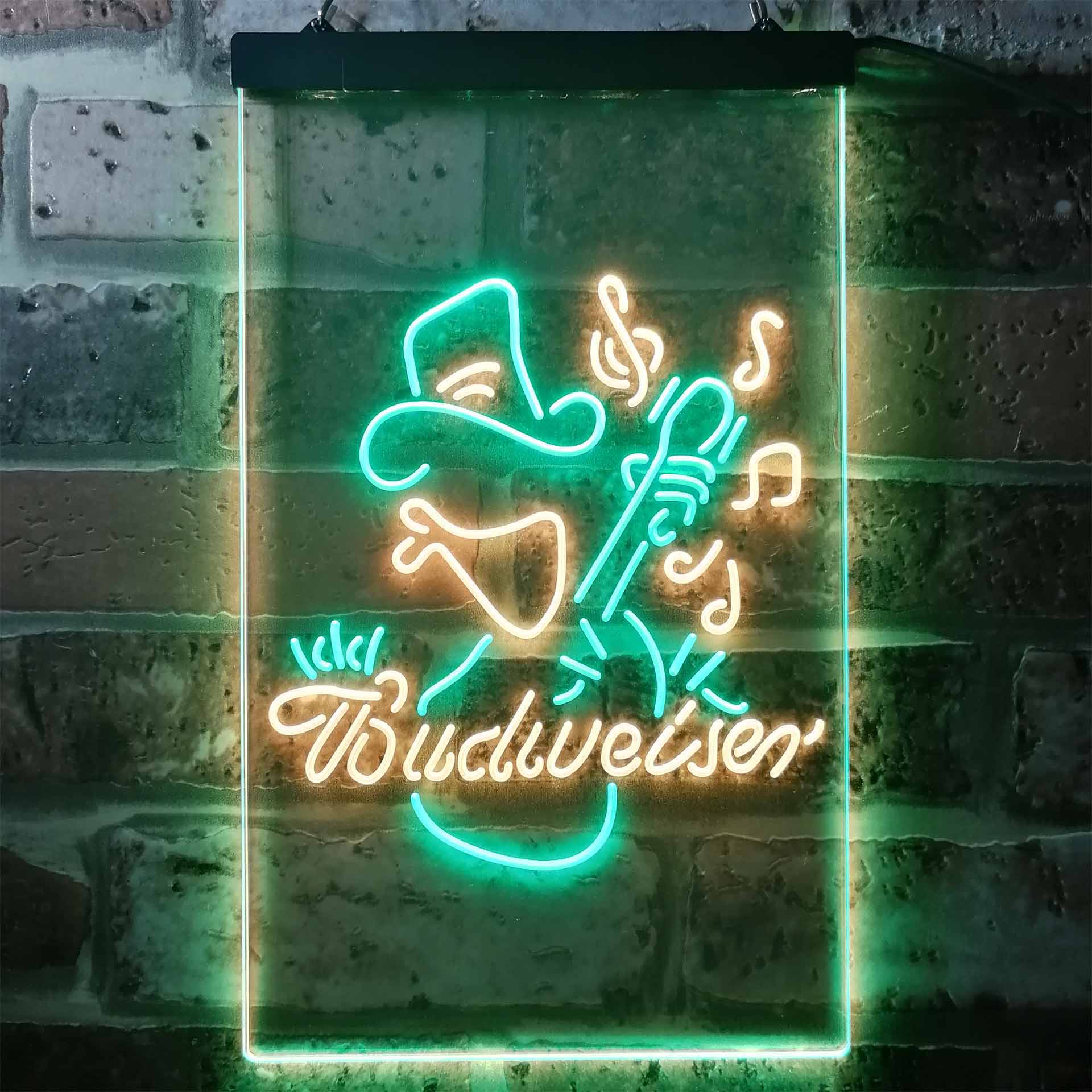 Budweiser Cowboy Play Guitar Home Bar Neon Light LED Sign - Image 9