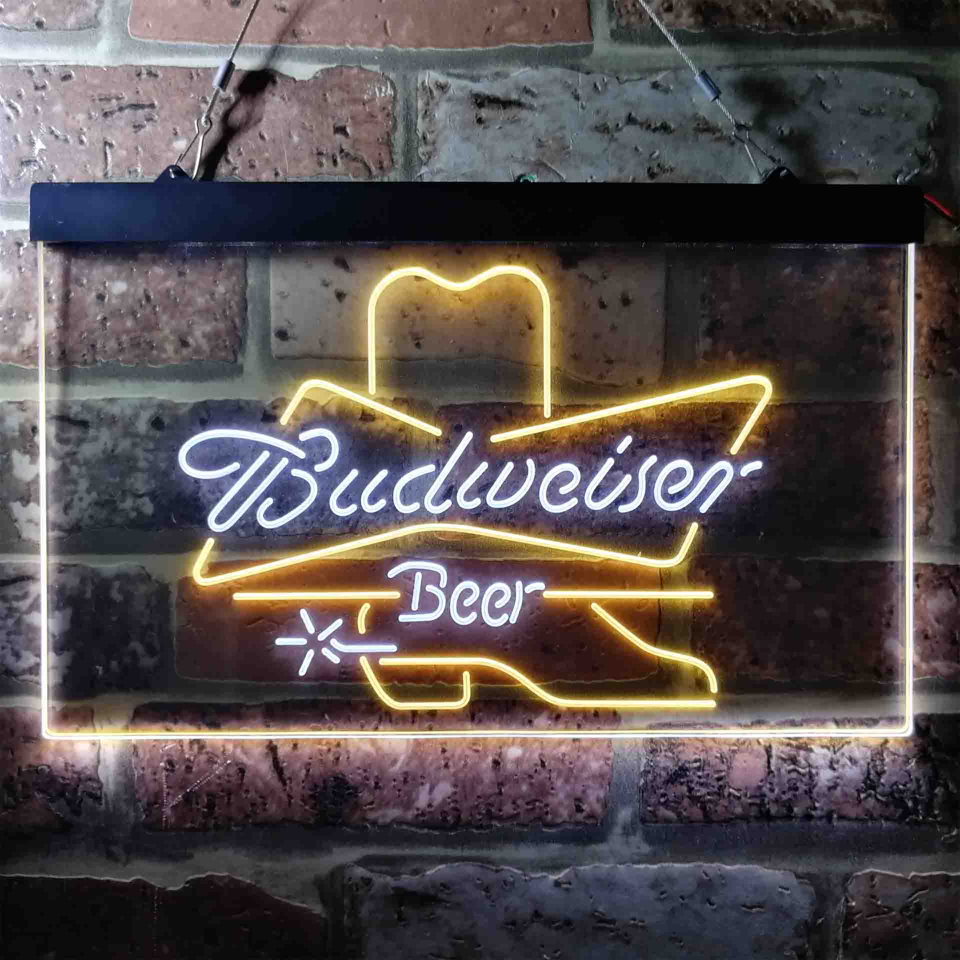 Budweiser Cowboys Boot Home Bar Neon Light LED Sign