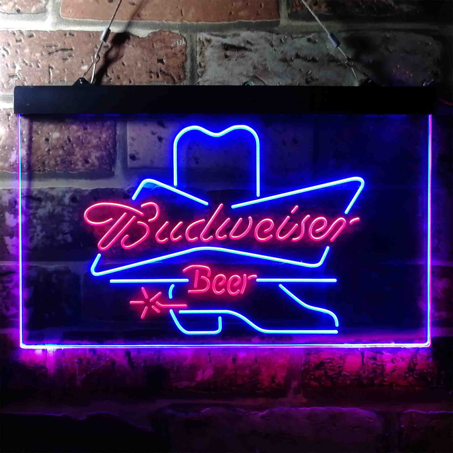 Budweiser Cowboys Boot Home Bar Neon Light LED Sign - Image 2