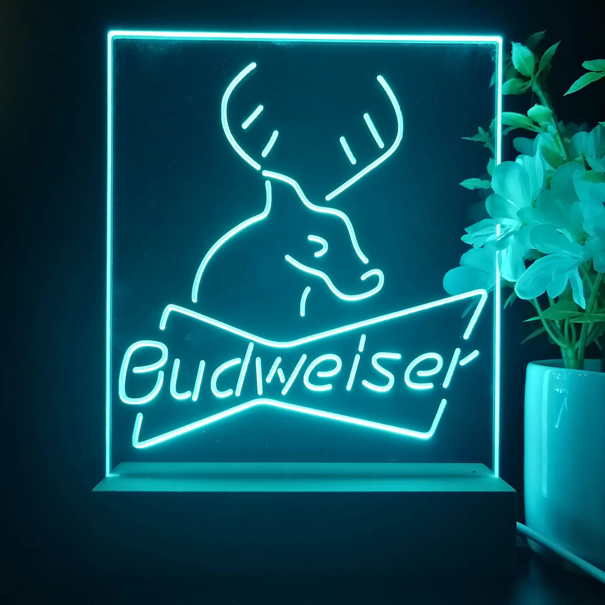 Budweiser Deer Hunting Cabin Night Light Neon Pub Bar Lamp - Image 2